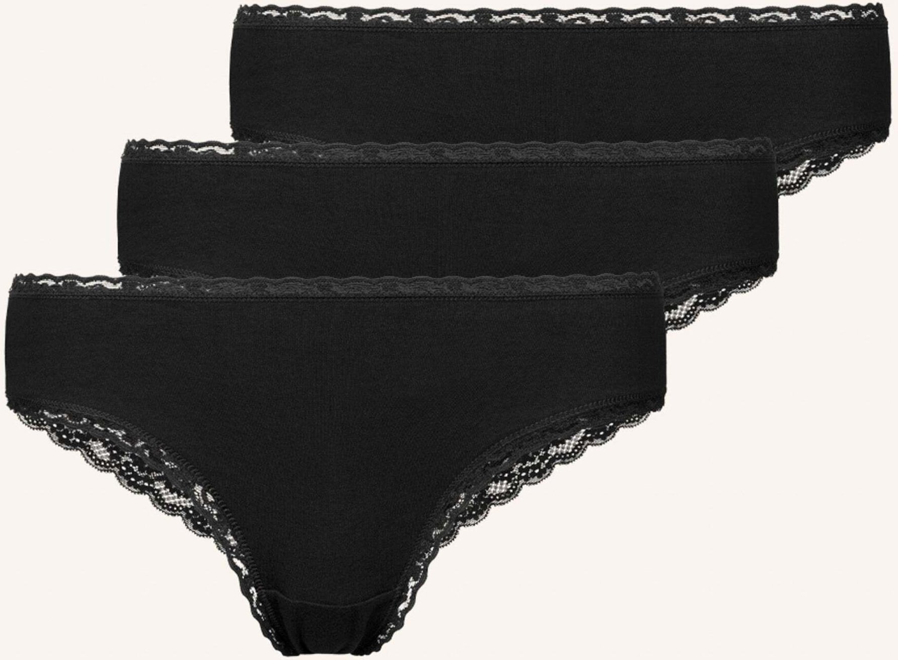 Snocks 3er-Pack Brazilian Slips Mit Spitze schwarz