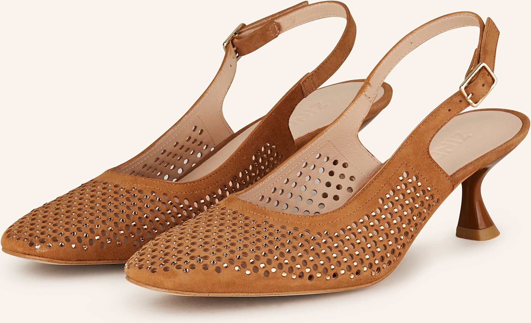 Zinda Slingpumps Maruca Mit Schmucksteinen braun