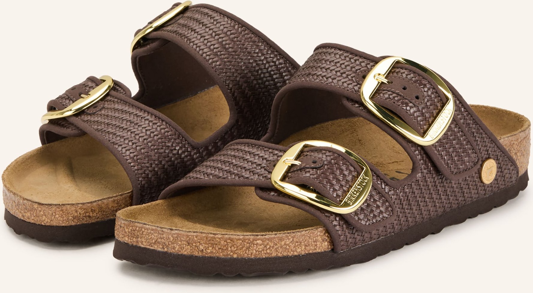 Birkenstock Pantoletten Arizona Big Buckle Raffia braun