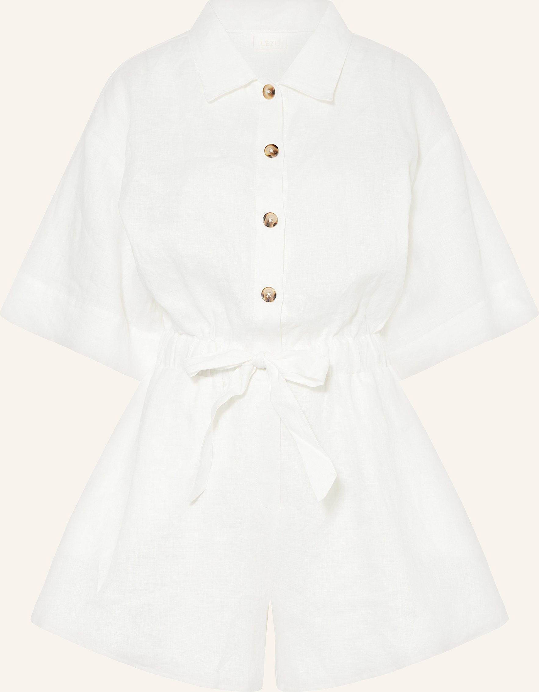 Thumbnail - Lezu Leinen-Jumpsuit Cleo weiss