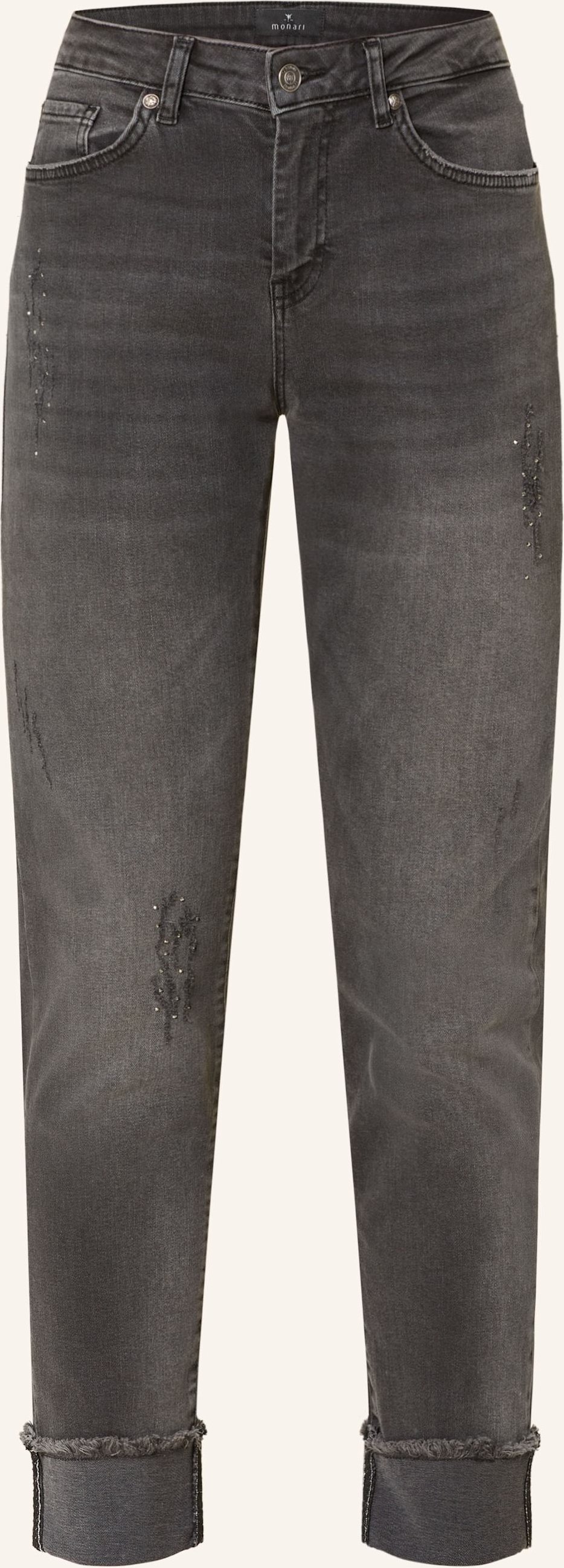 Monari Straight Jeans Mit Schmucksteinen grau