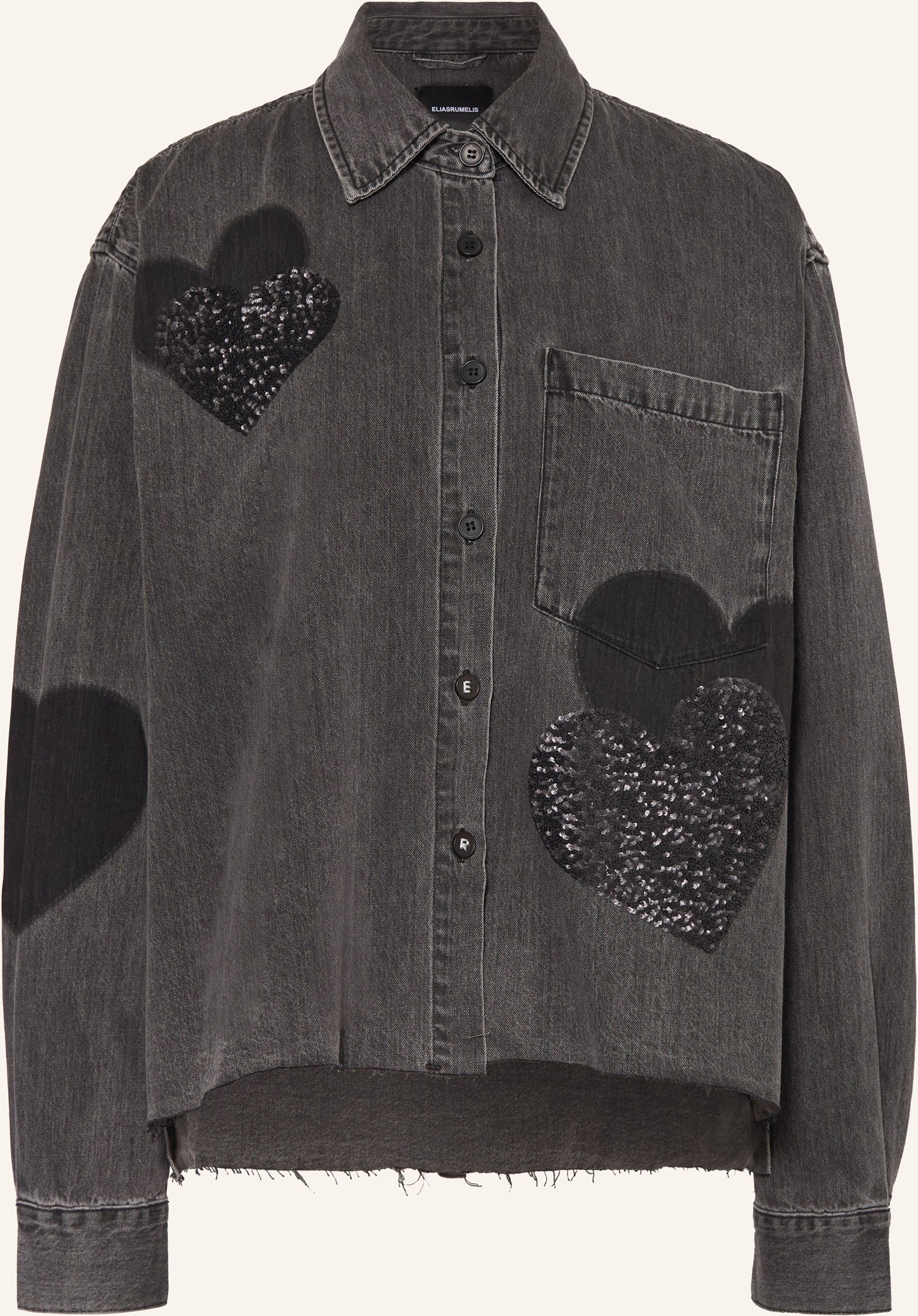 Elias Rumelis Jeansbluse Beba Mit Pailletten schwarz