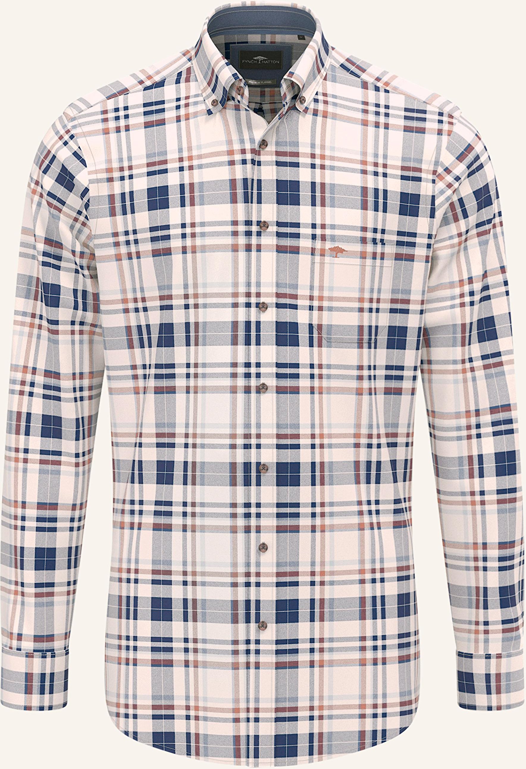 Fynch-Hatton Flanellhemd Regular Fit blau