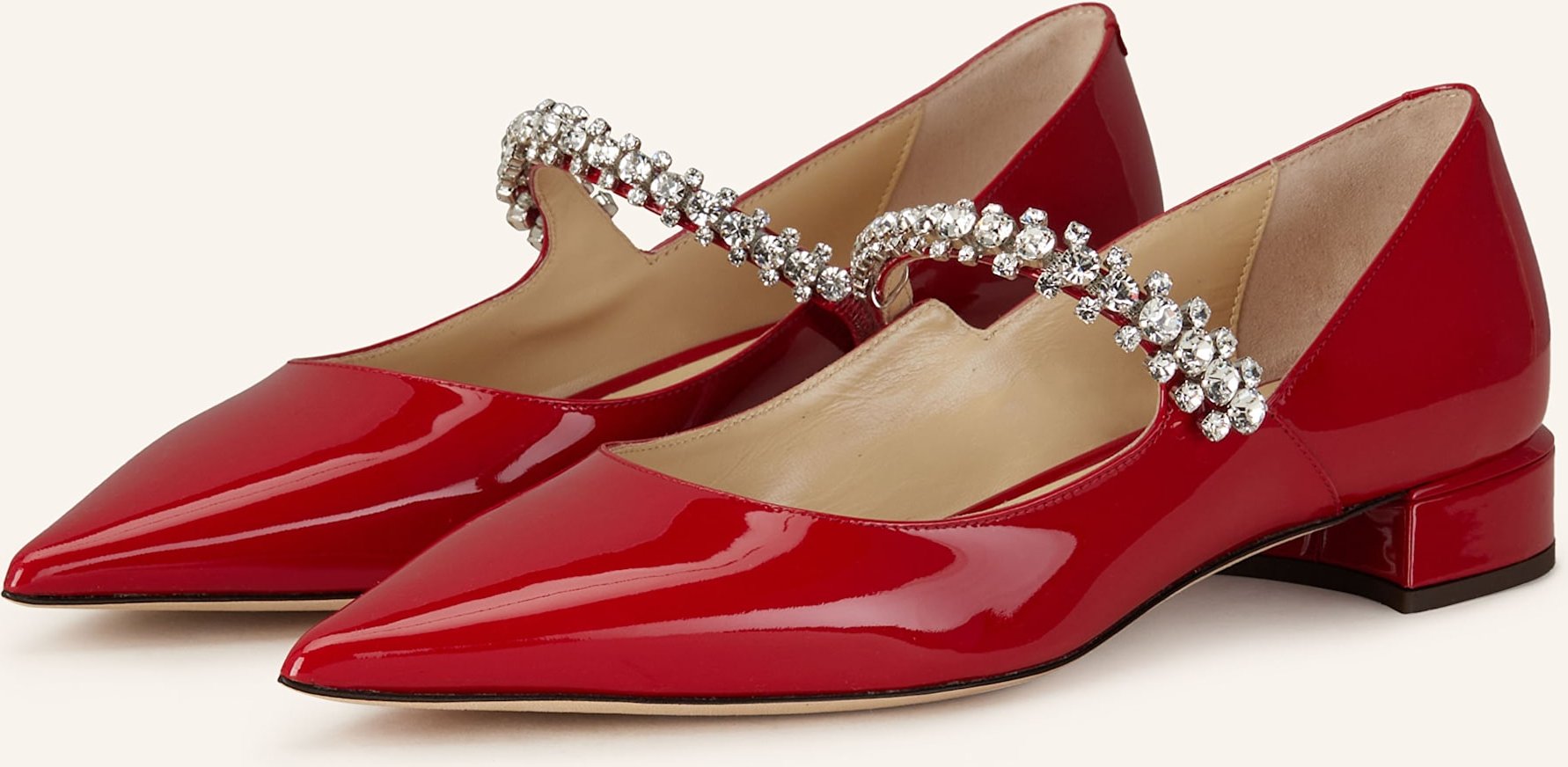 Jimmy Choo Mary-Jane-Ballerinas Bing Mit Schmucksteinen rot