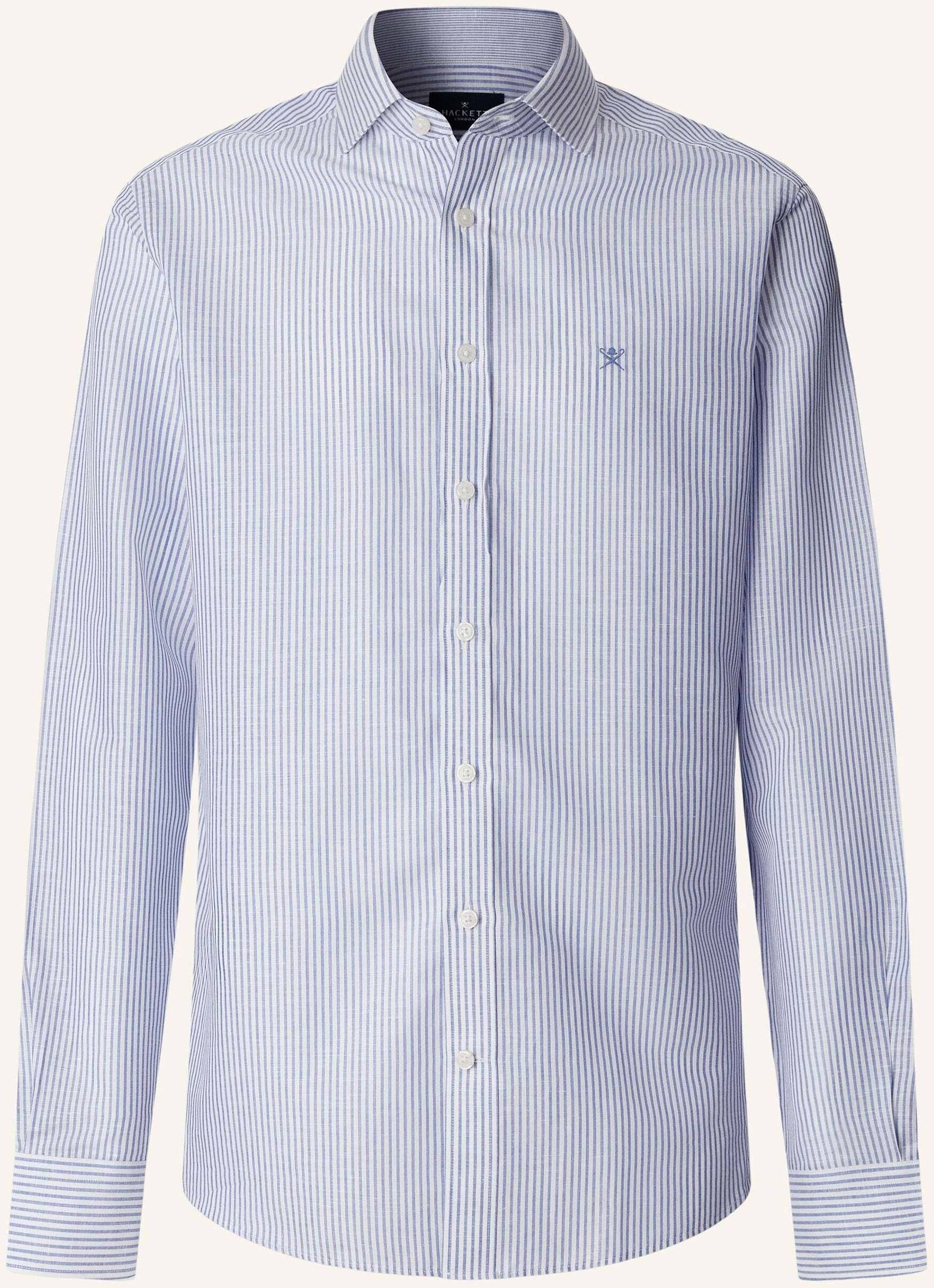 Hackett London Freizeithemd Ess Linen Bengal blau