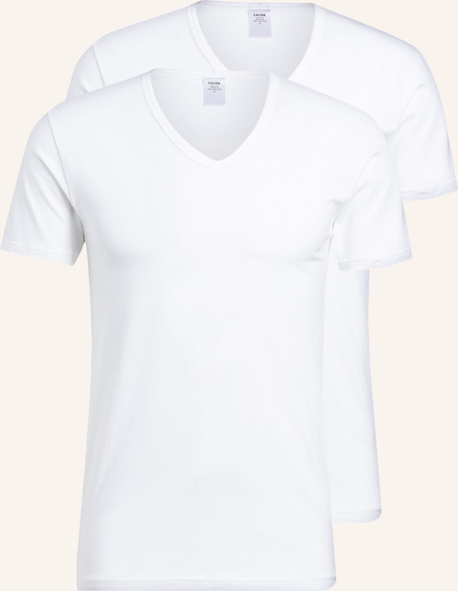 Thumbnail - Calida 2er-Pack V-Shirts Natural Benefit weiss