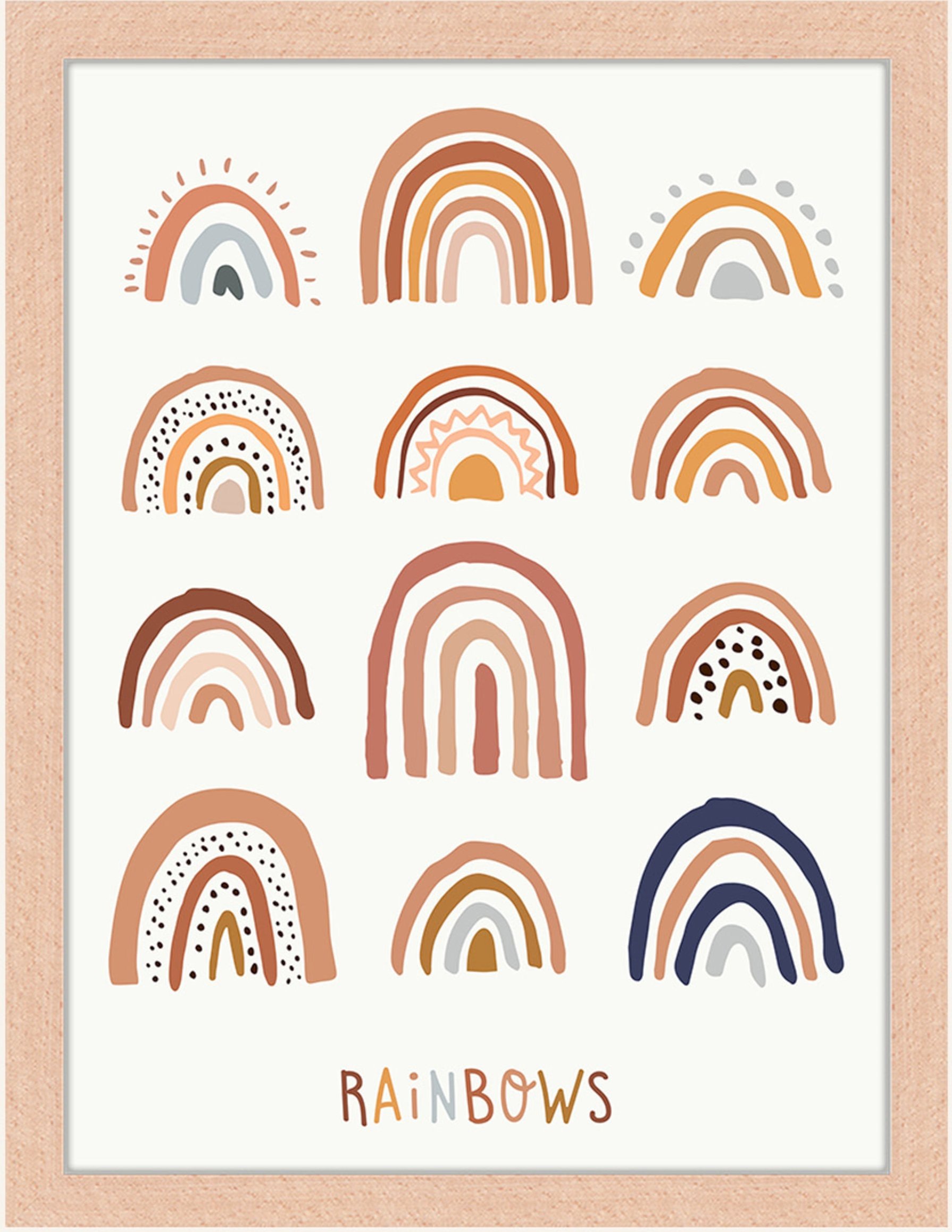 Milan Moon Wandbild Alle Regenbögen Mit Rahmen braun