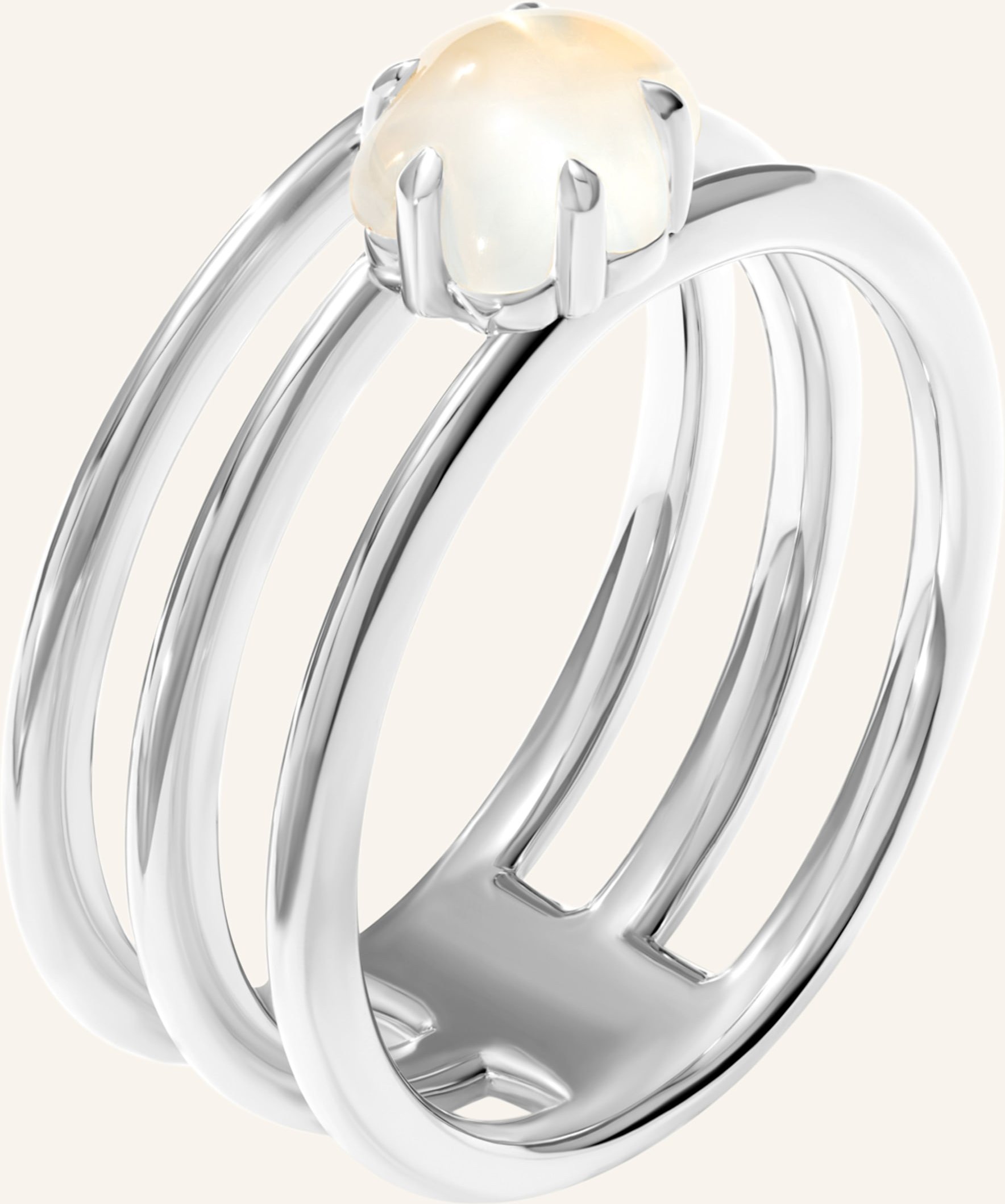 Vieri Ring Wolke Milchquarz Dreireihig silber