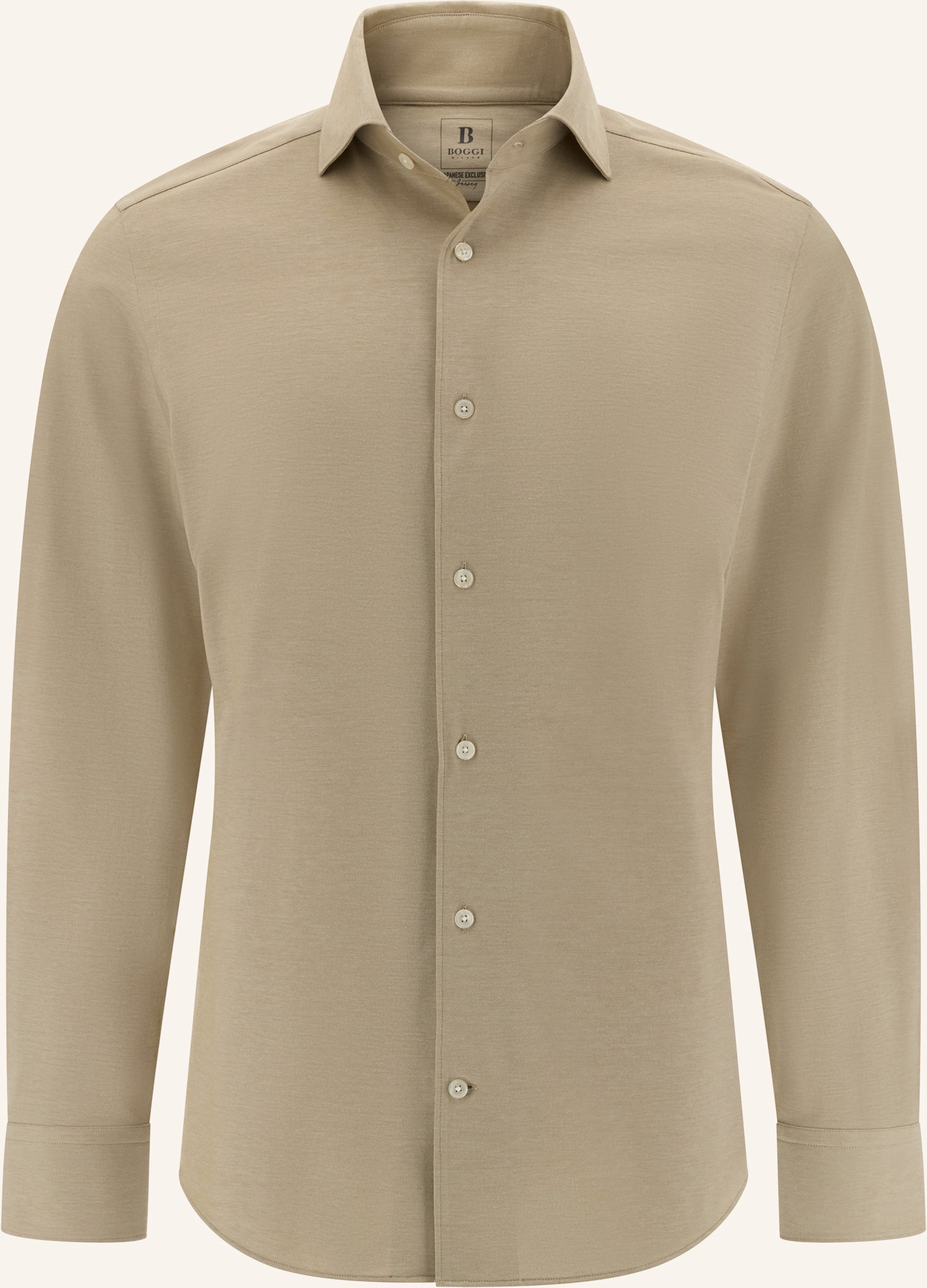 Boggi Milano Jerseyhemd Regular Fit beige