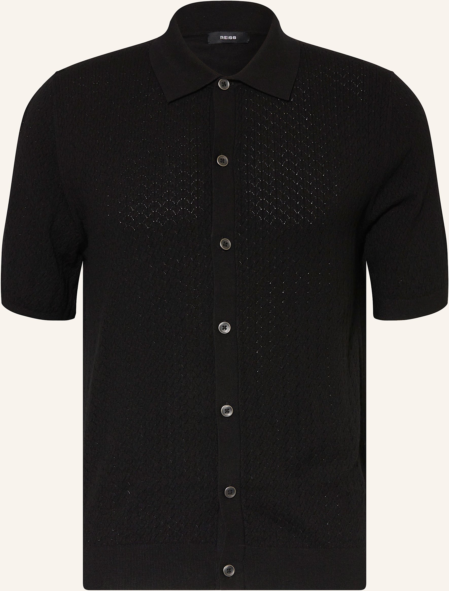 Reiss Strickhemd Thames Regular Fit schwarz