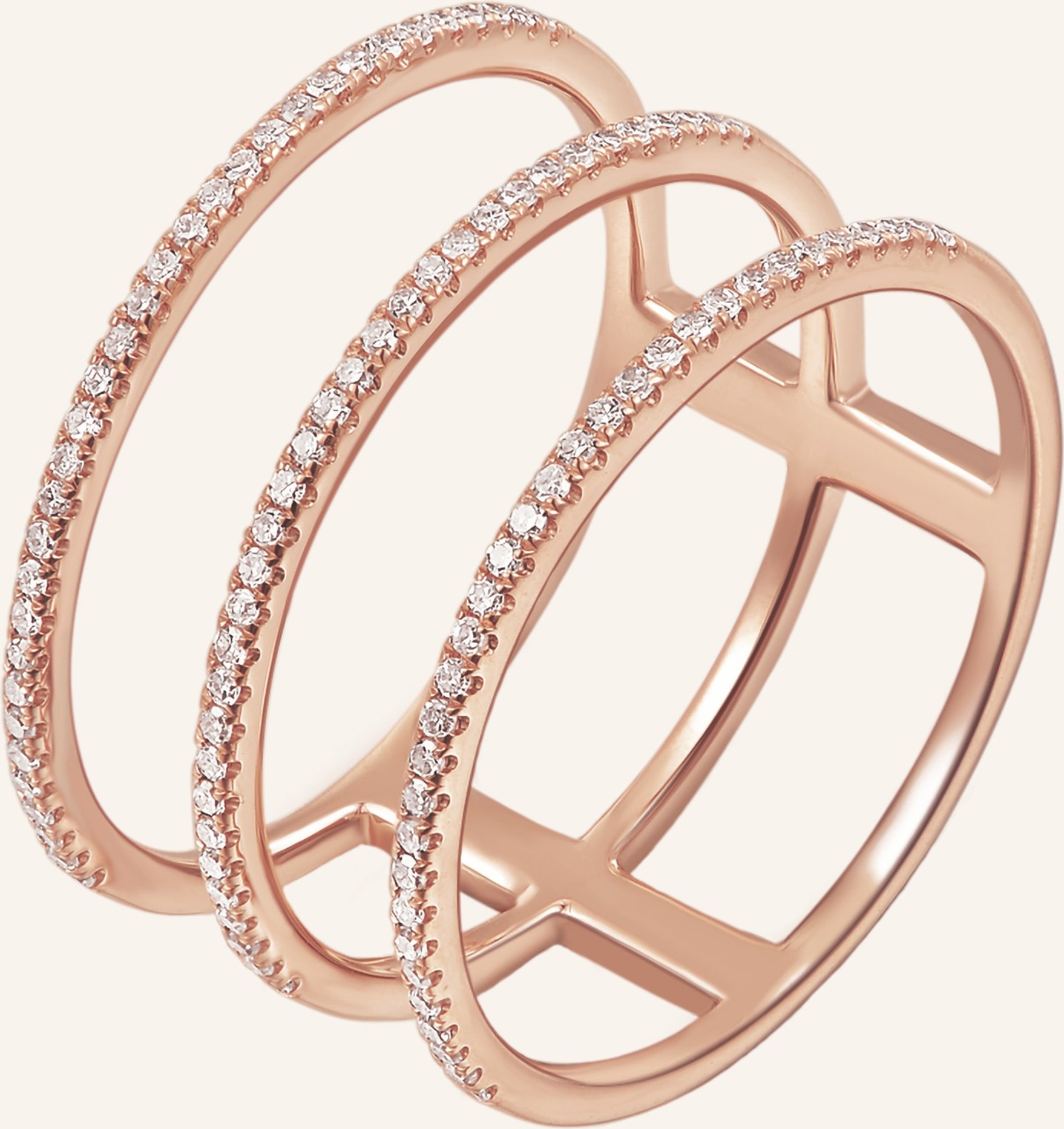 Leaf Ring Triple Aus 18 Karat Roségold Mit Diamanten rosegold