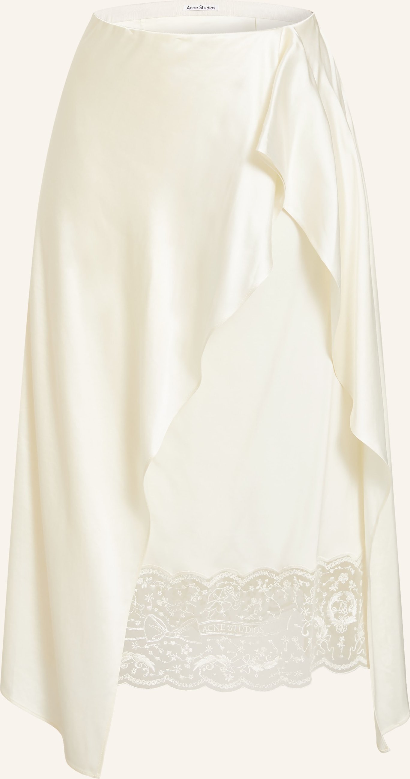 Acne Studios Satinrock Mit Spitze beige