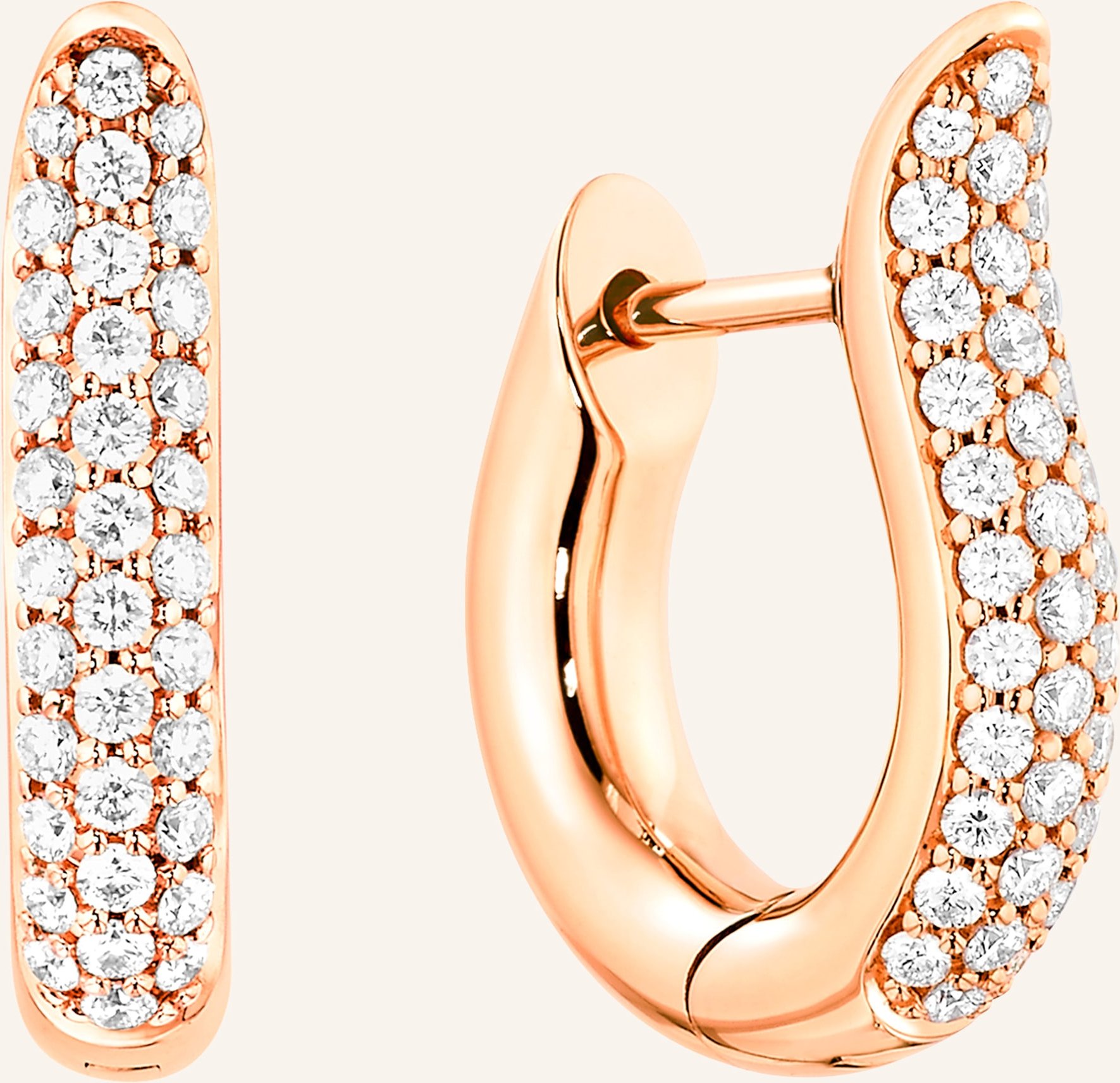 Tamara Comolli Ohrstecker Signature Ohrstecker Hoop Small Diamond Pavé 18k Roségold rosegold