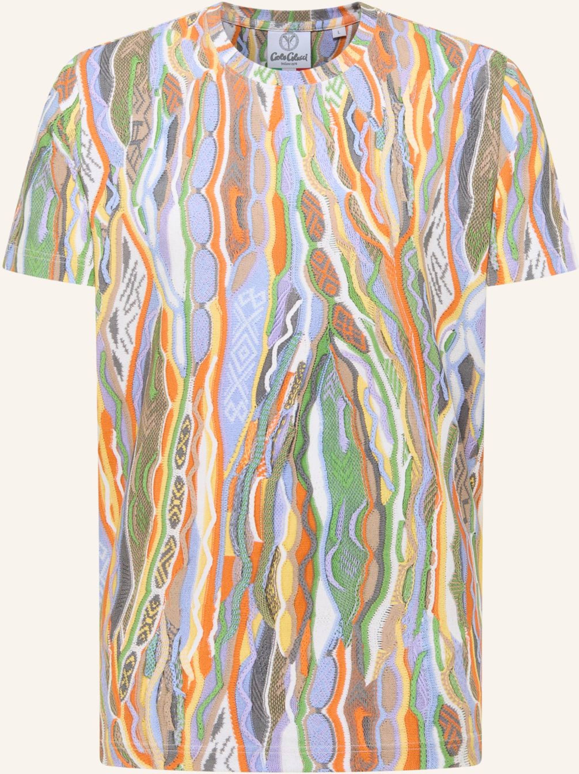 Carlo Colucci Strickdruck T-Shirt - 3d Knit Fanton weiss