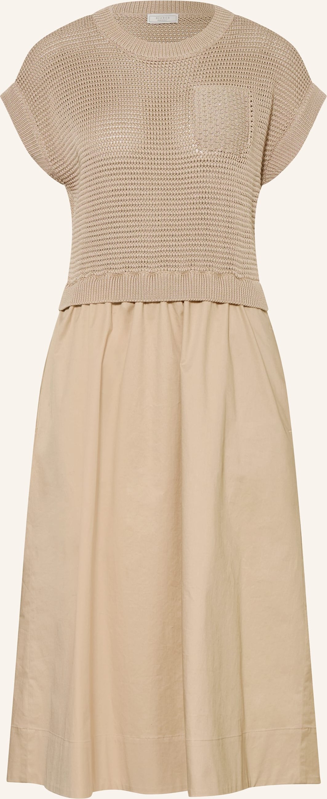 Peserico Kleid Im Materialmix Mit Schmuckperlen gold