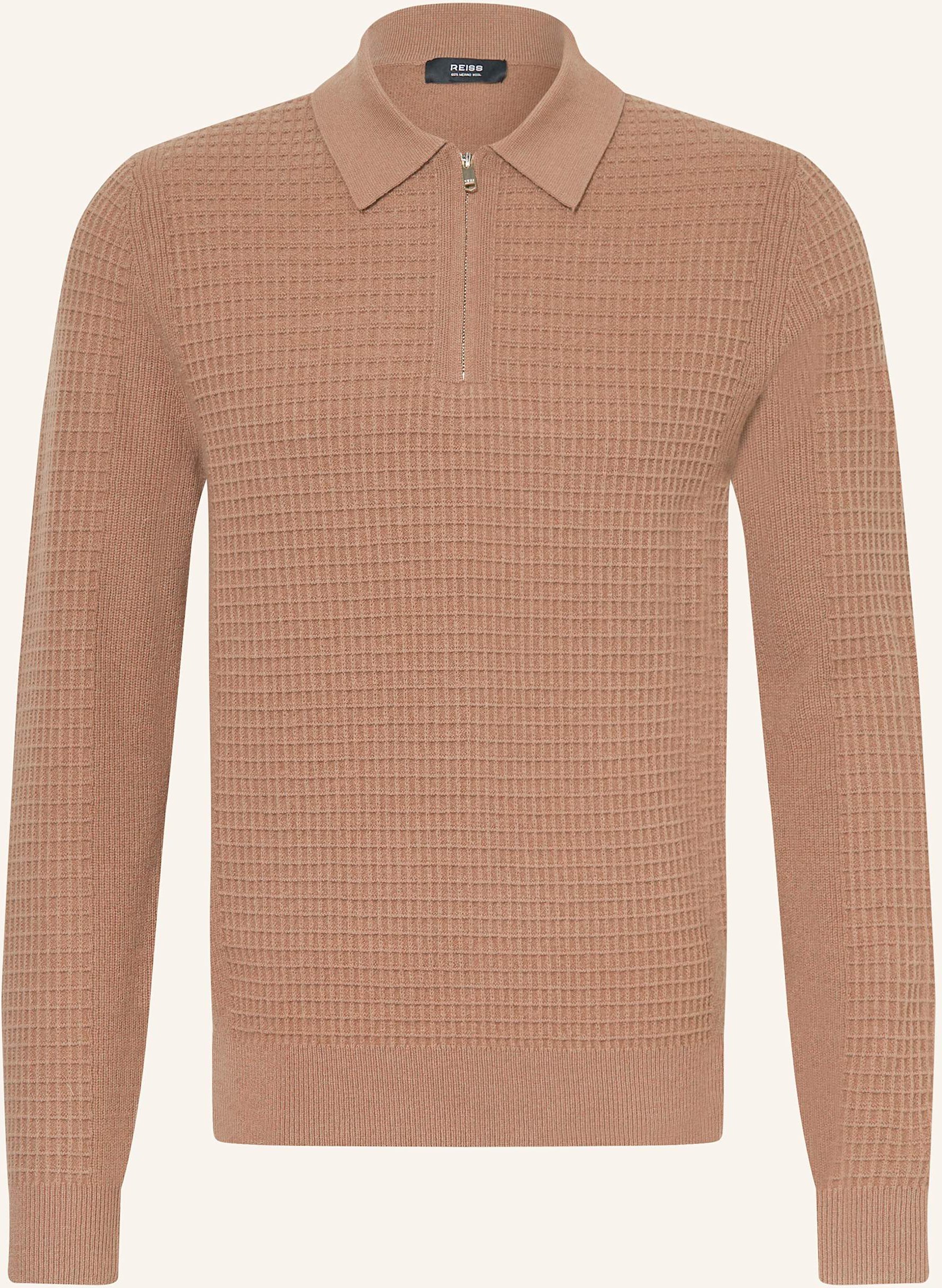 Reiss Strick-Poloshirt Hamilton braun