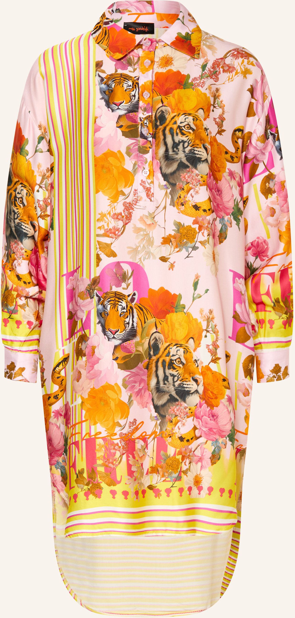 Miss Goodlife Hemdblusenkleid Jungle Fashion rosa