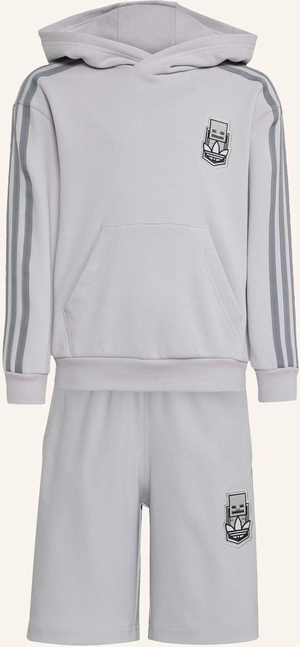 Thumbnail - Adidas Originals Adidas X Minecraft Kids Hoodie Short Set grau
