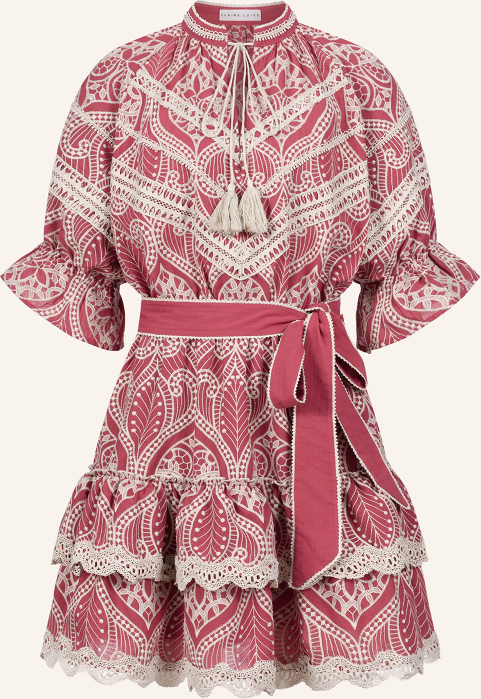 Claire Luise Minikleid Mit Bindegürtel rot