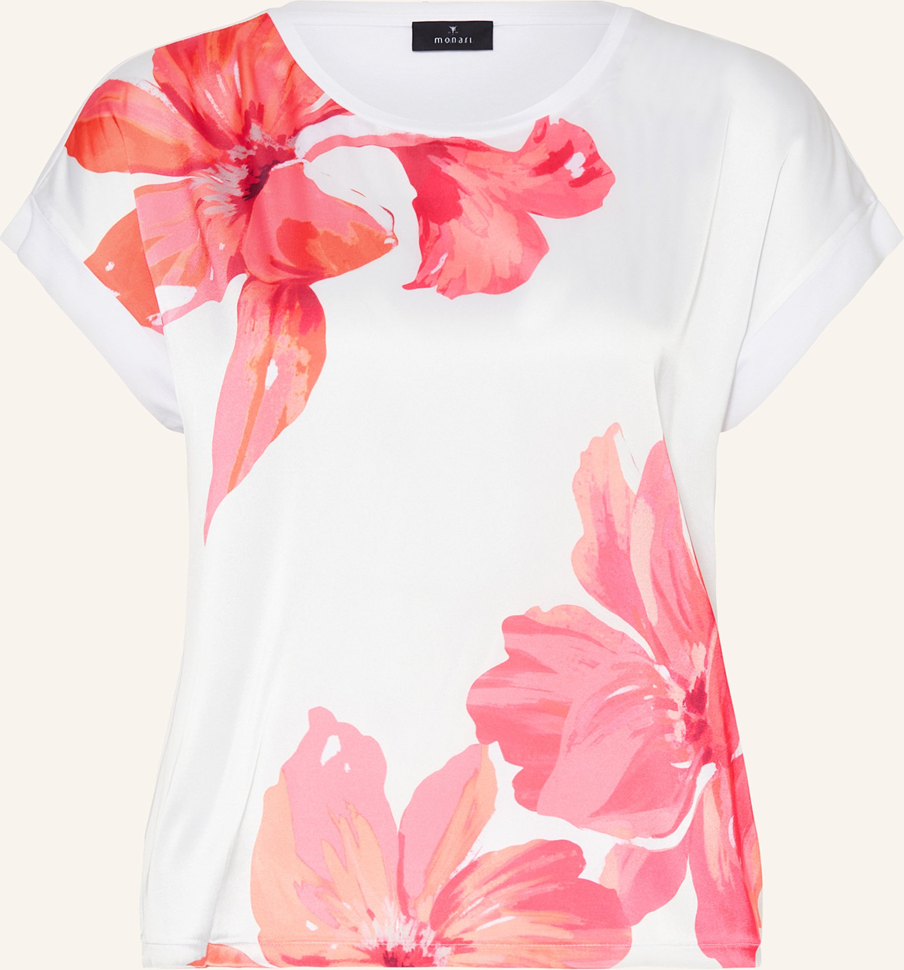 Thumbnail - Monari Blusenshirt Im Materialmix weiss