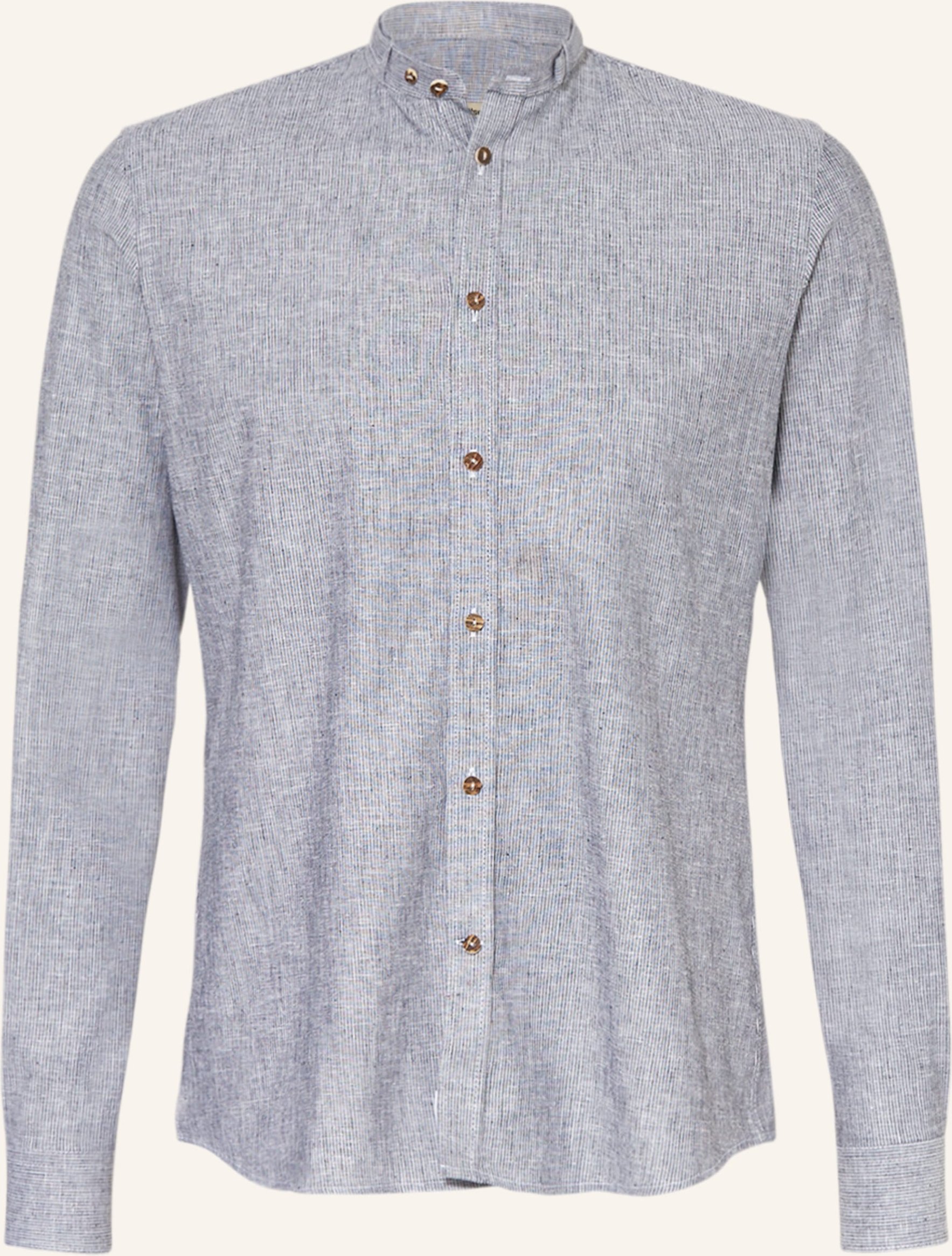 Gottseidank Trachtenhemd Lenz Slim Fit Mit Stehkragen grau