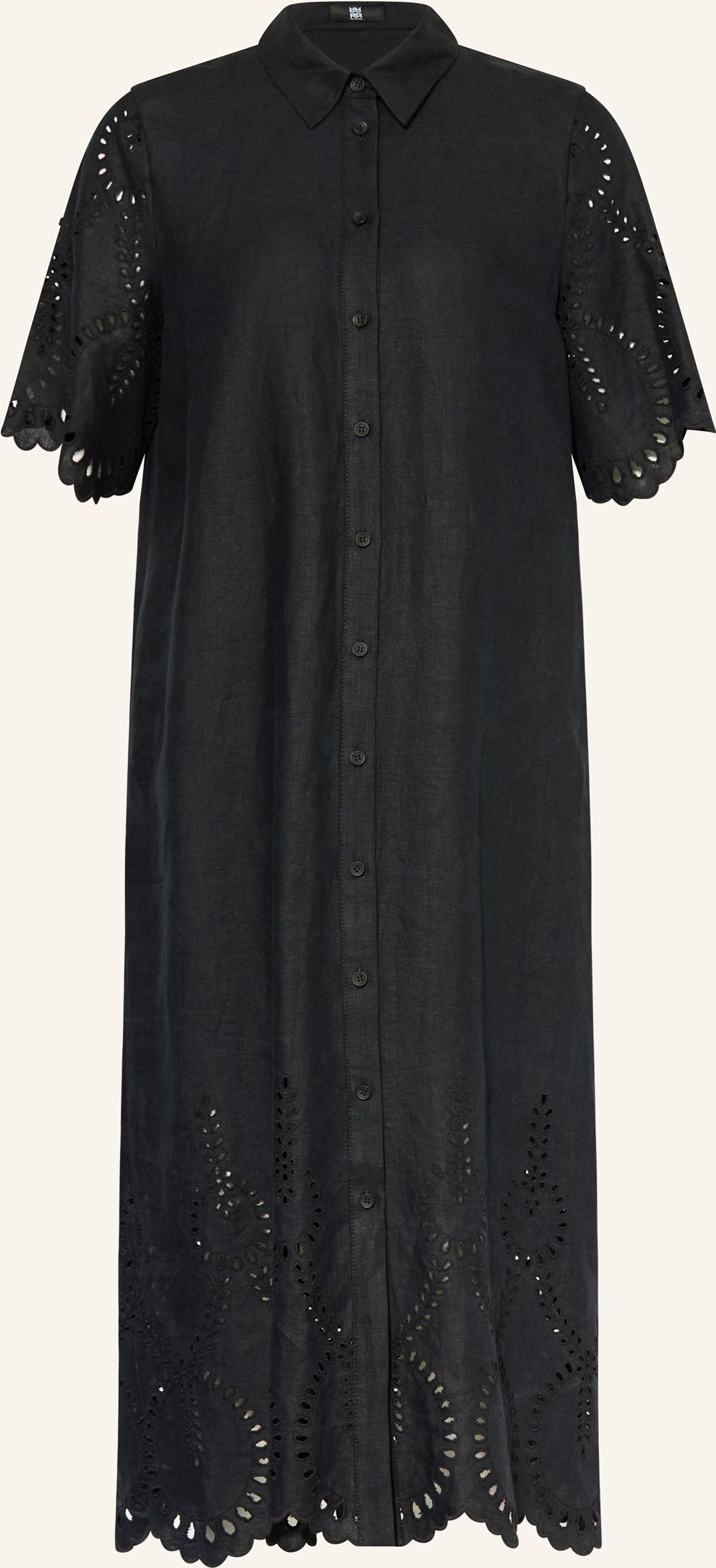 Riani Hemdblusenkleid Aus Leinen Mit Lochspitze schwarz