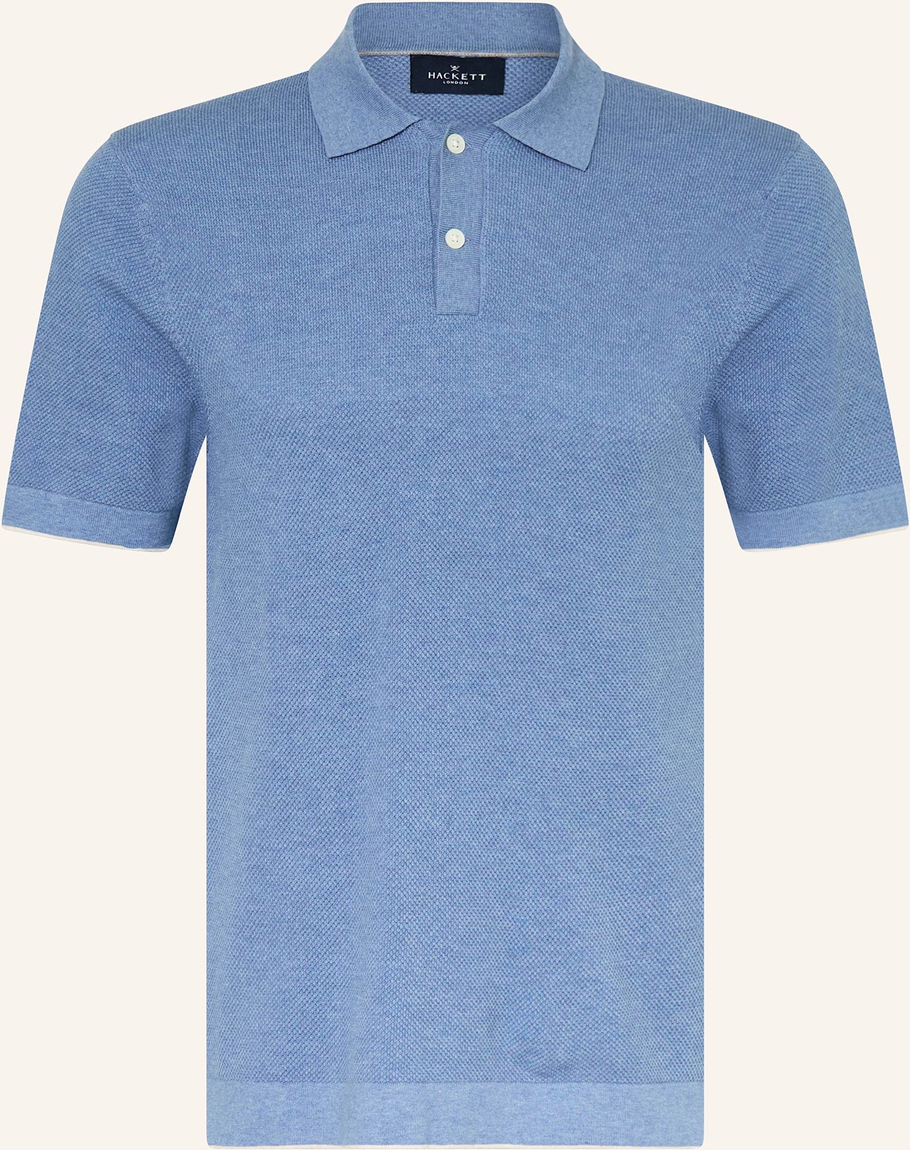 Hackett London Strick-Poloshirt blau