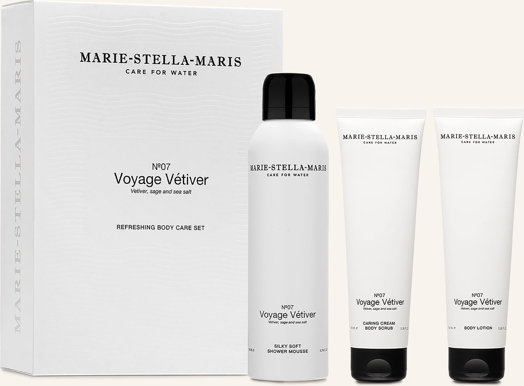 Marie-Stella-Maris 3-Tlg. Körperpflege-Set Voyage Vétiver: Duschmousse, Körperpeerling Und Bodylotion transparent