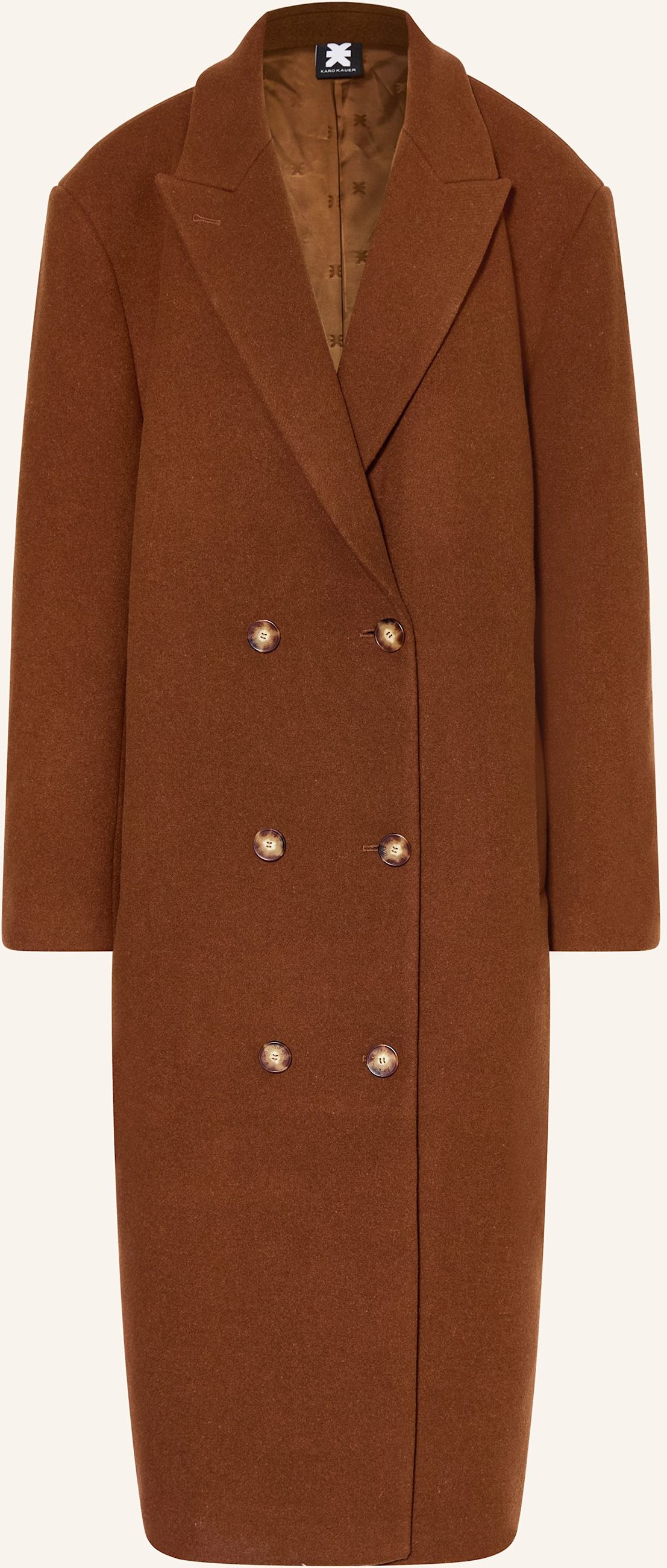 Karo Kauer Oversized-Mantel braun