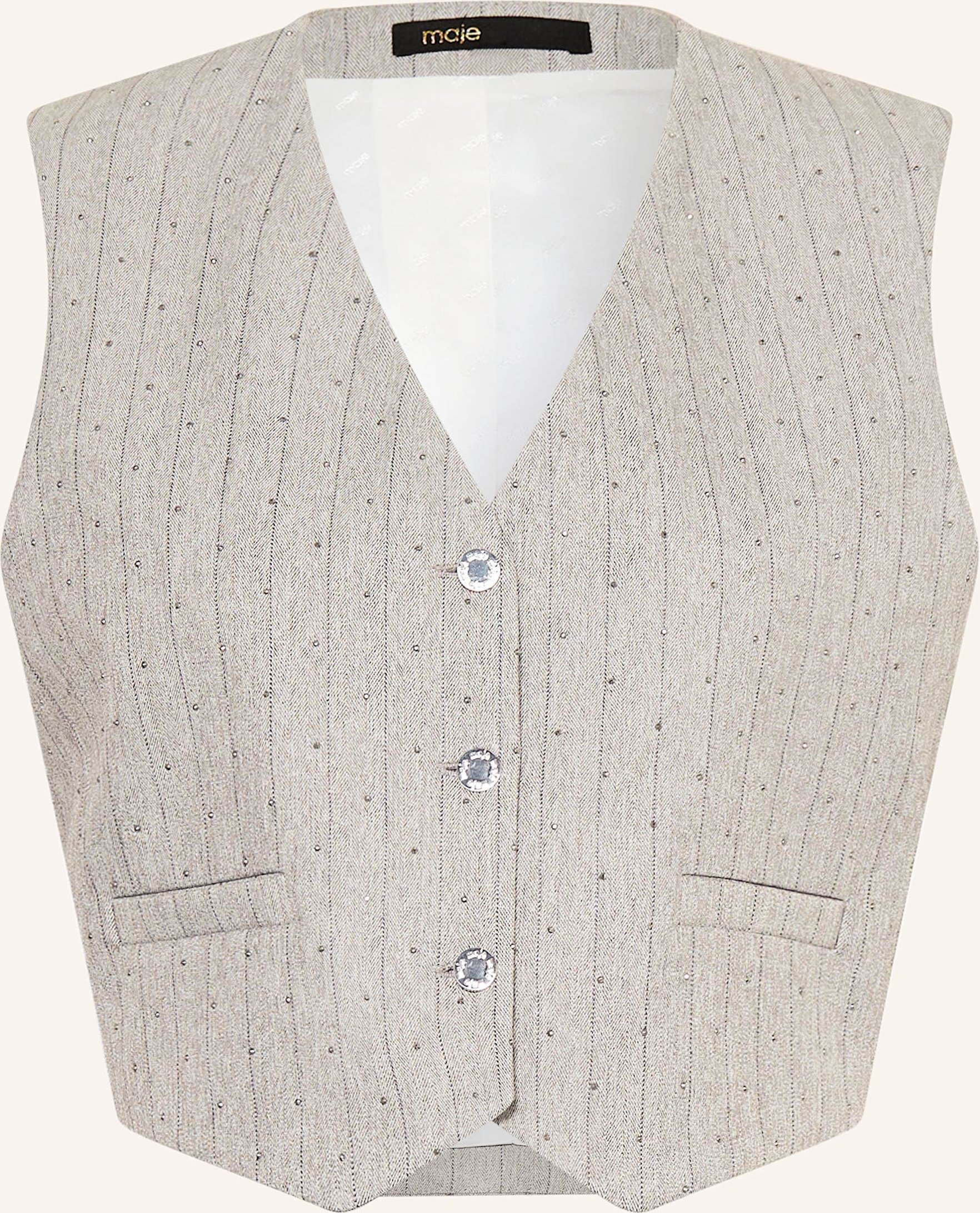 Maje Blazerweste Mit Schmucksteinen grau
