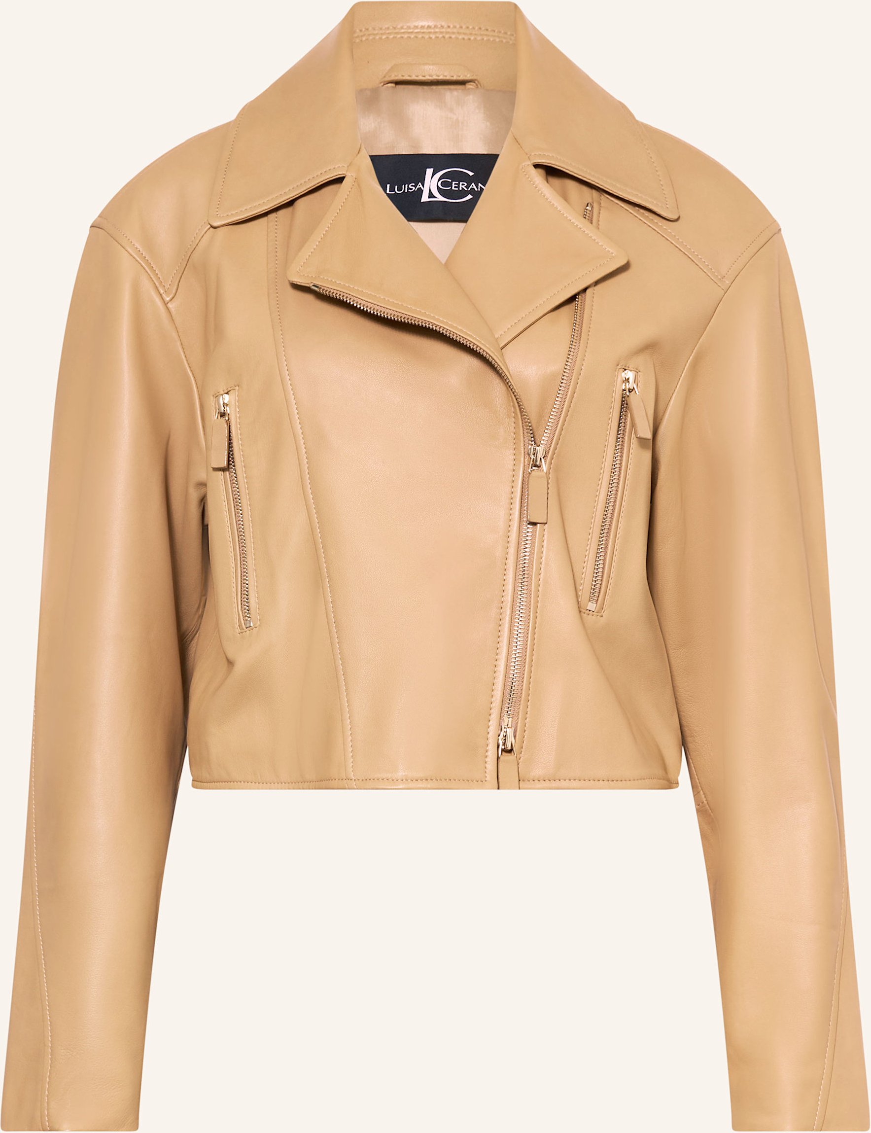 Luisa Cerano Lederjacke beige