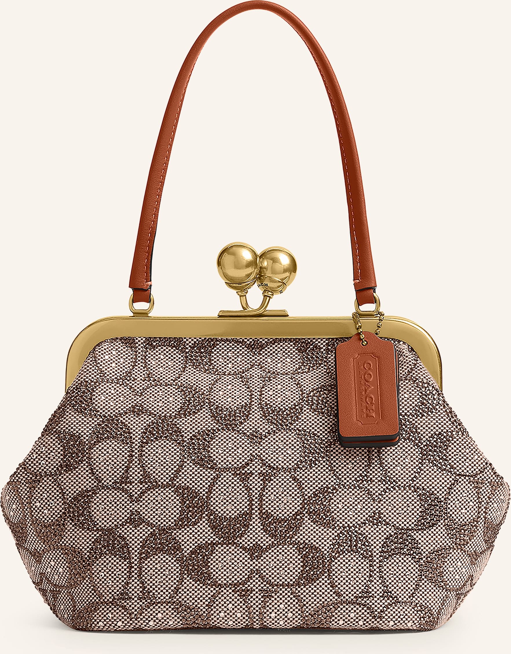 Thumbnail - Coach Handtasche Crystal Signature Mit Schmucksteinen braun