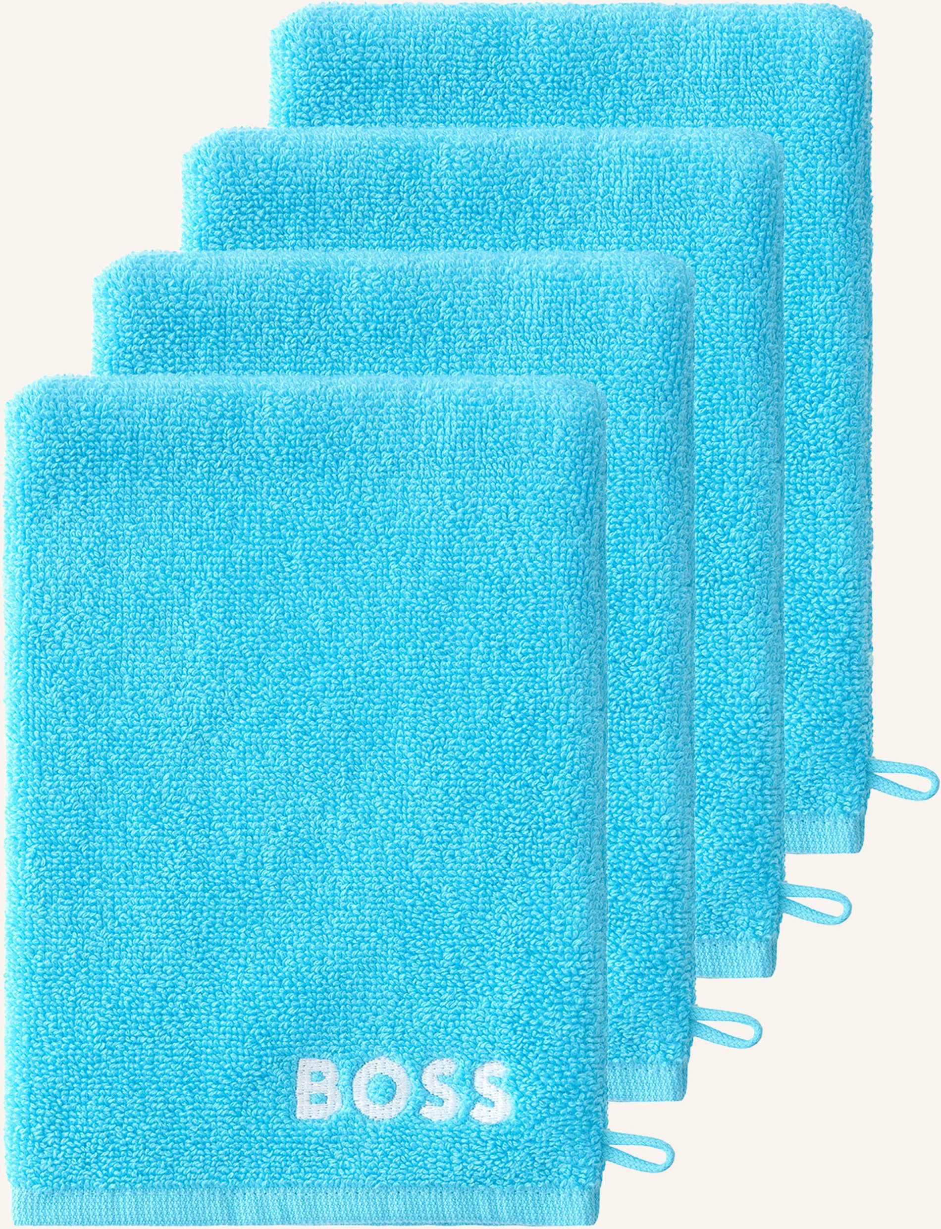 Boss Waschhandschuh 4er Set Plain blau