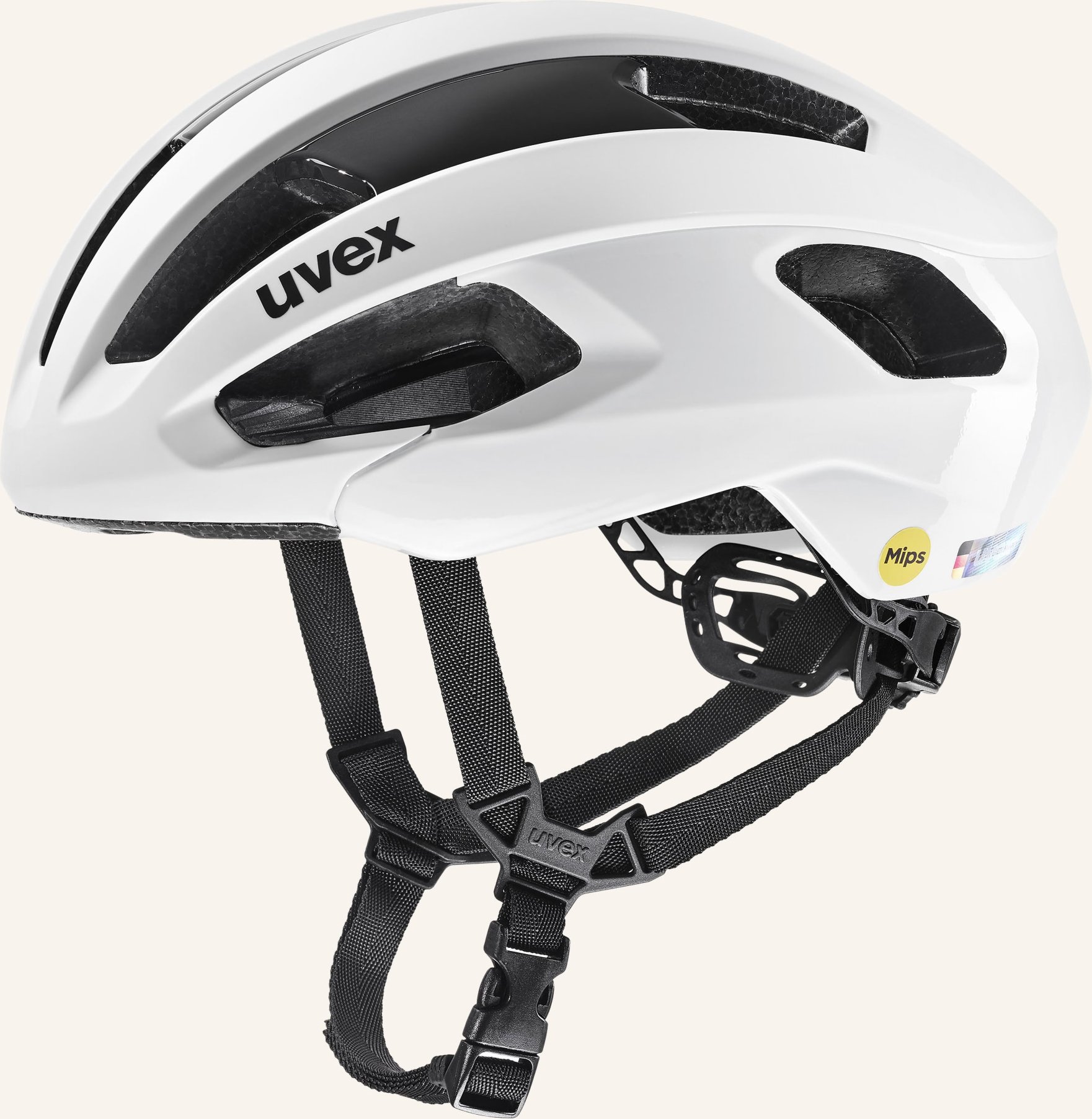 Uvex Fahrradhelm Rise Pro Mips Team Edition weiss