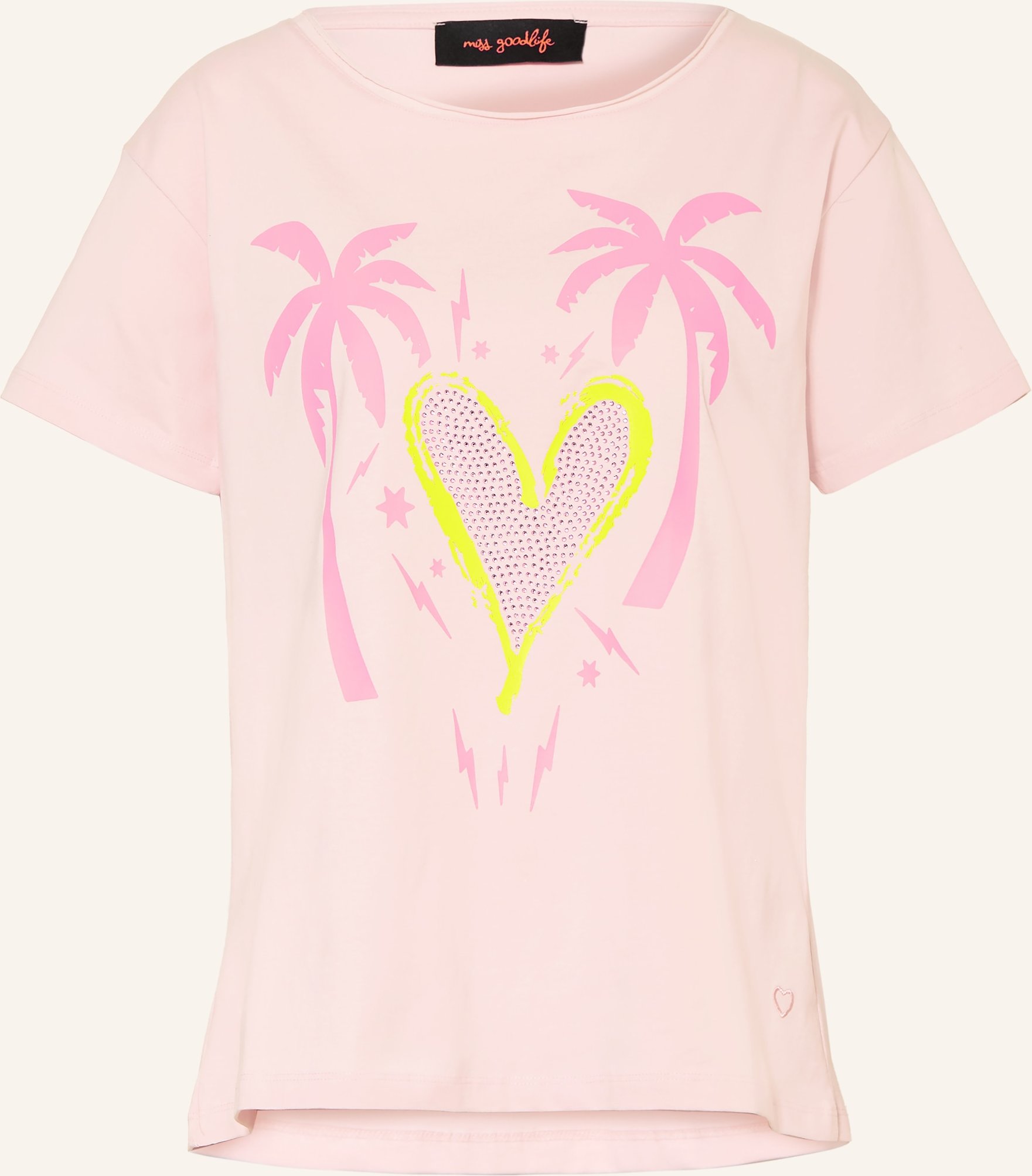 Miss Goodlife T-Shirt Mit Schmucksteinen rosa