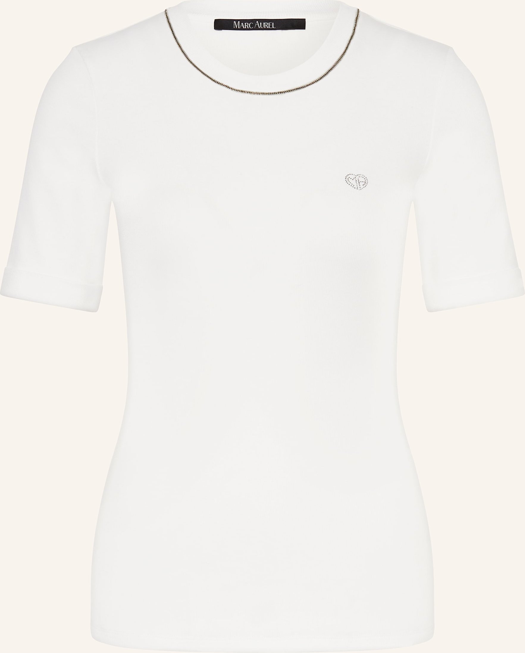 Thumbnail - Marc Aurel T-Shirt Mit Schmucksteinen weiss
