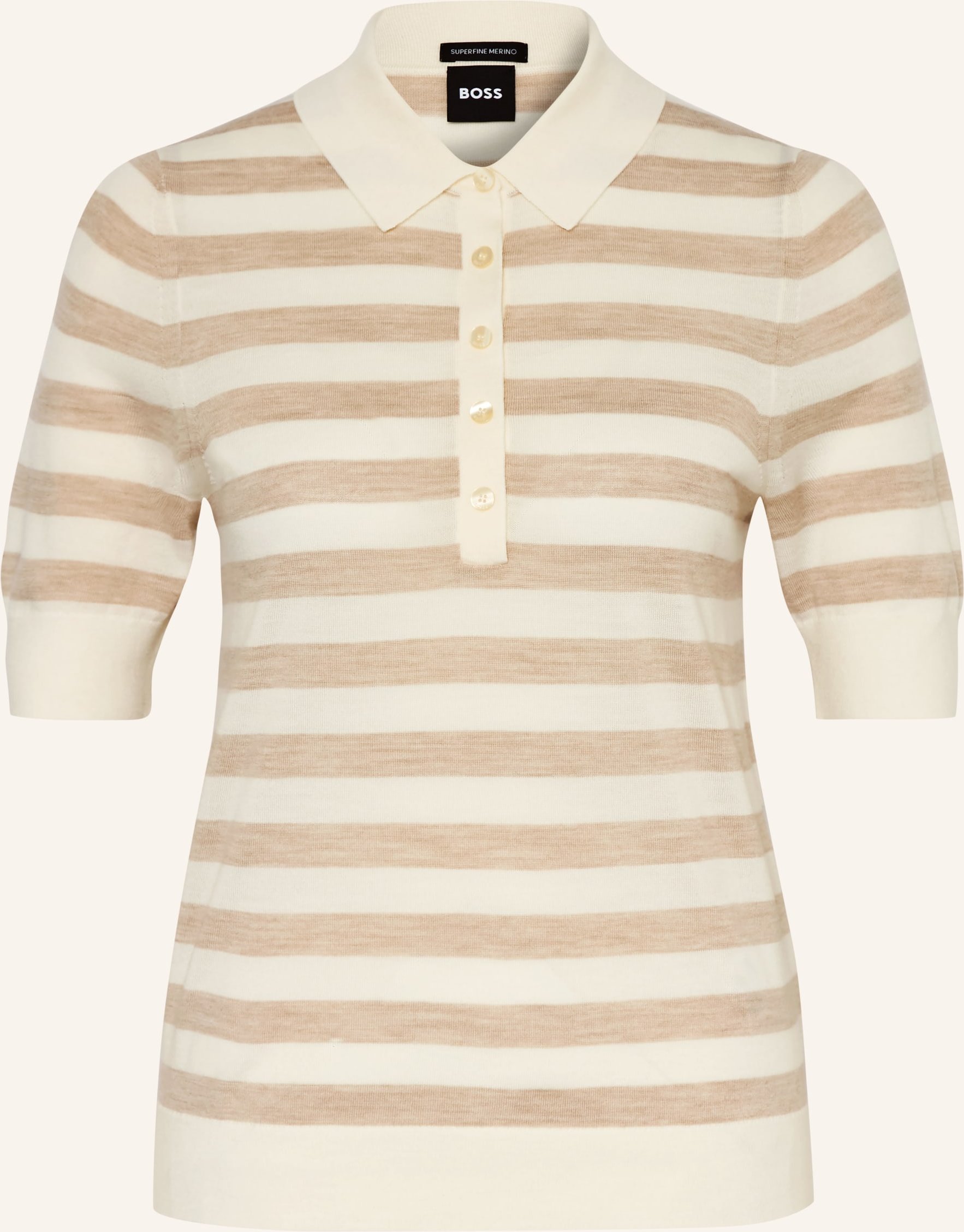 Boss Poloshirt Fidenka Aus Merinowolle beige