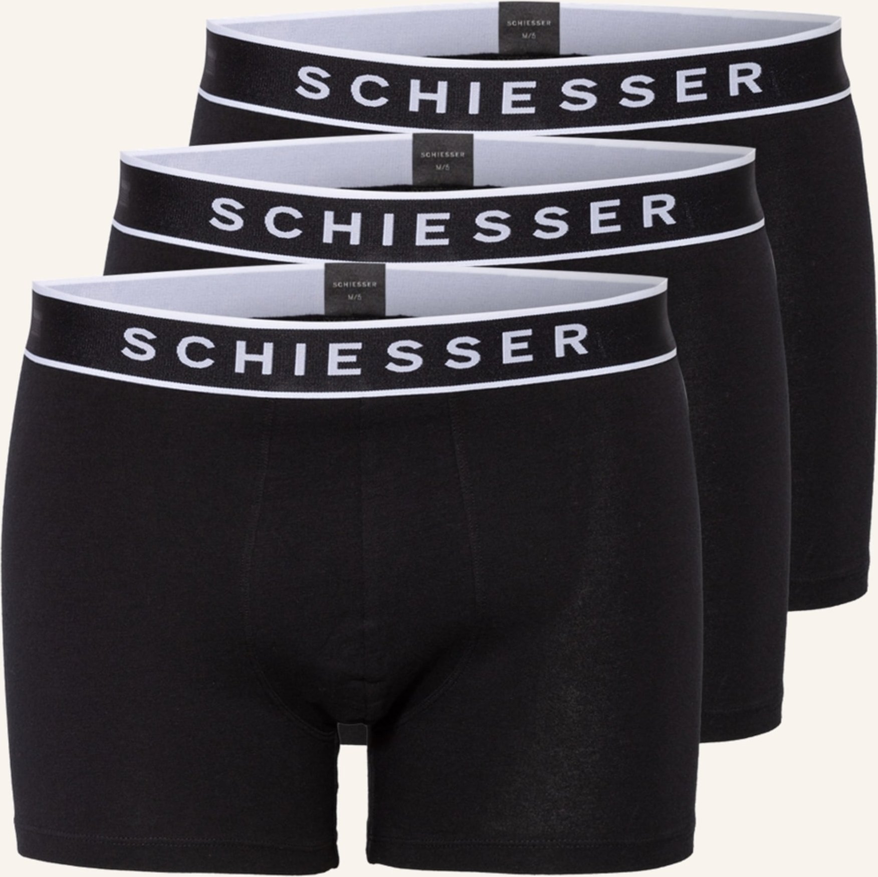 Schiesser 3er-Pack Boxershorts 95/5 schwarz