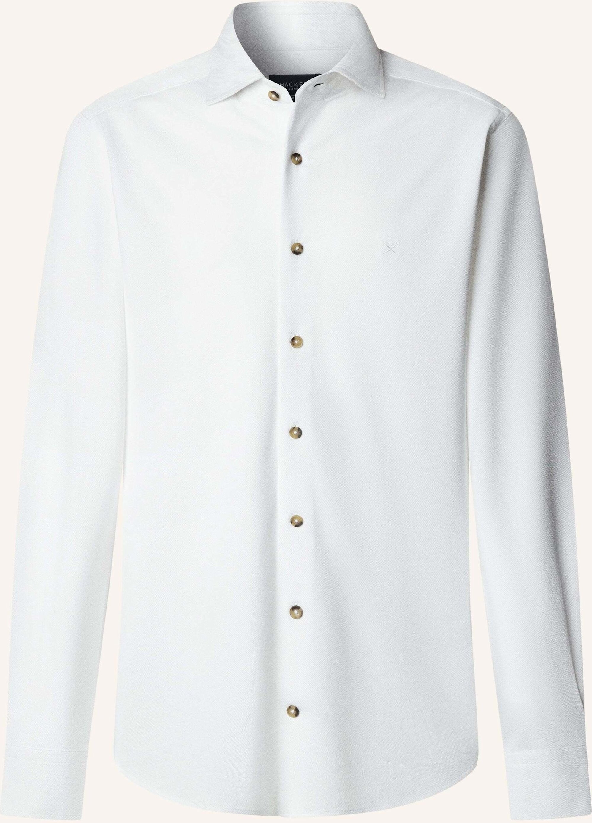 Hackett London Freizeithemd Melange Jersey Pique weiss