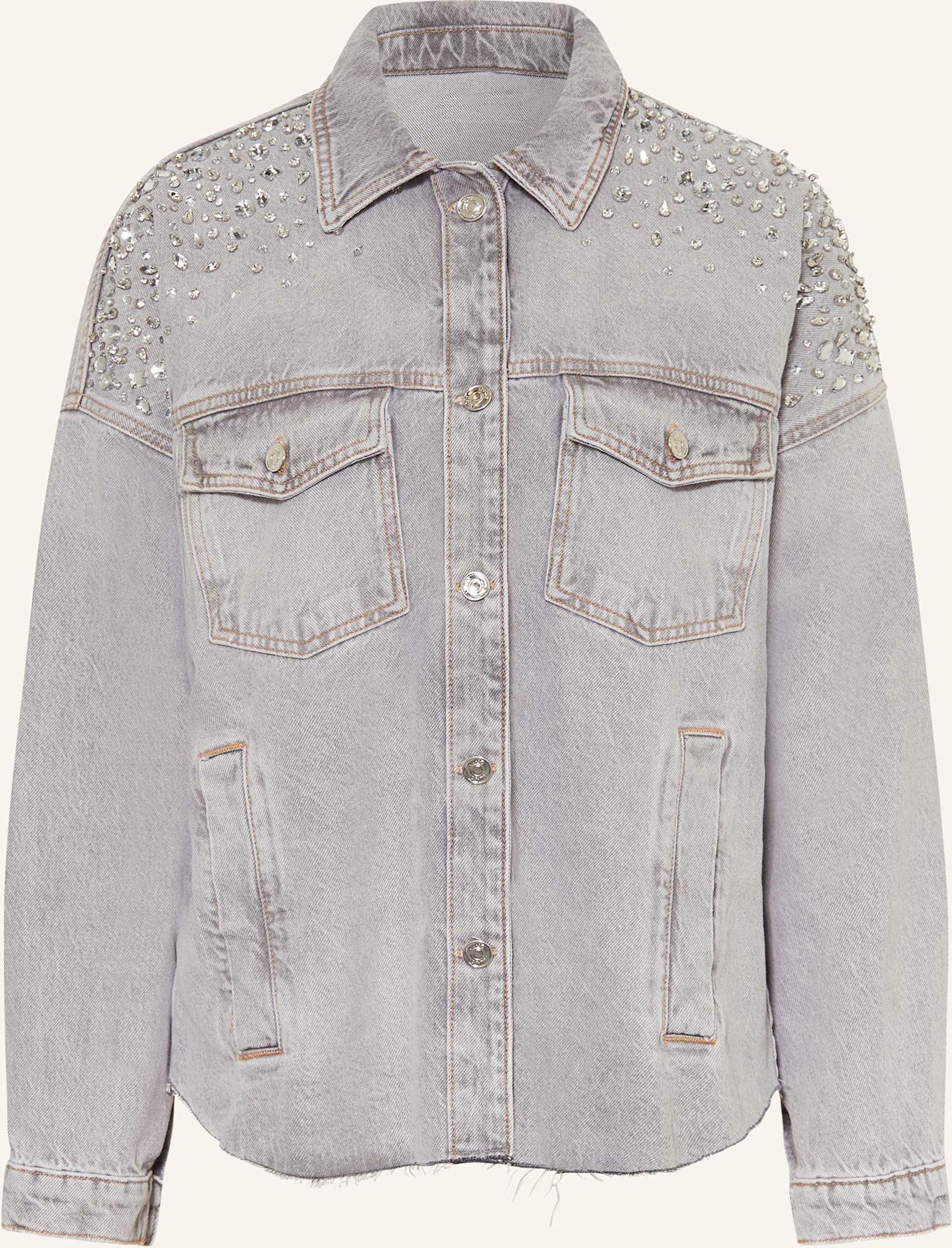 Thumbnail - Liu Jo Jeansjacke Mit Schmucksteinen grau