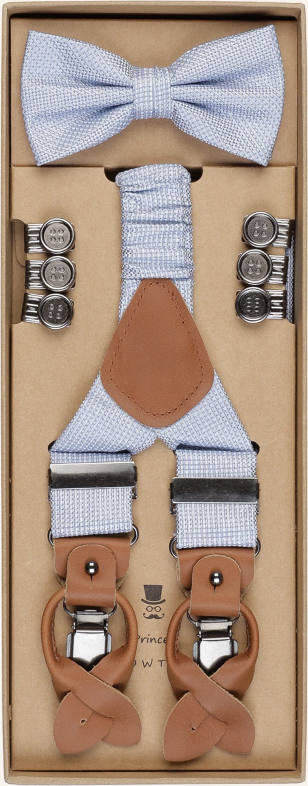 Prince Bowtie Set: Hosenträger Und Fliege blau