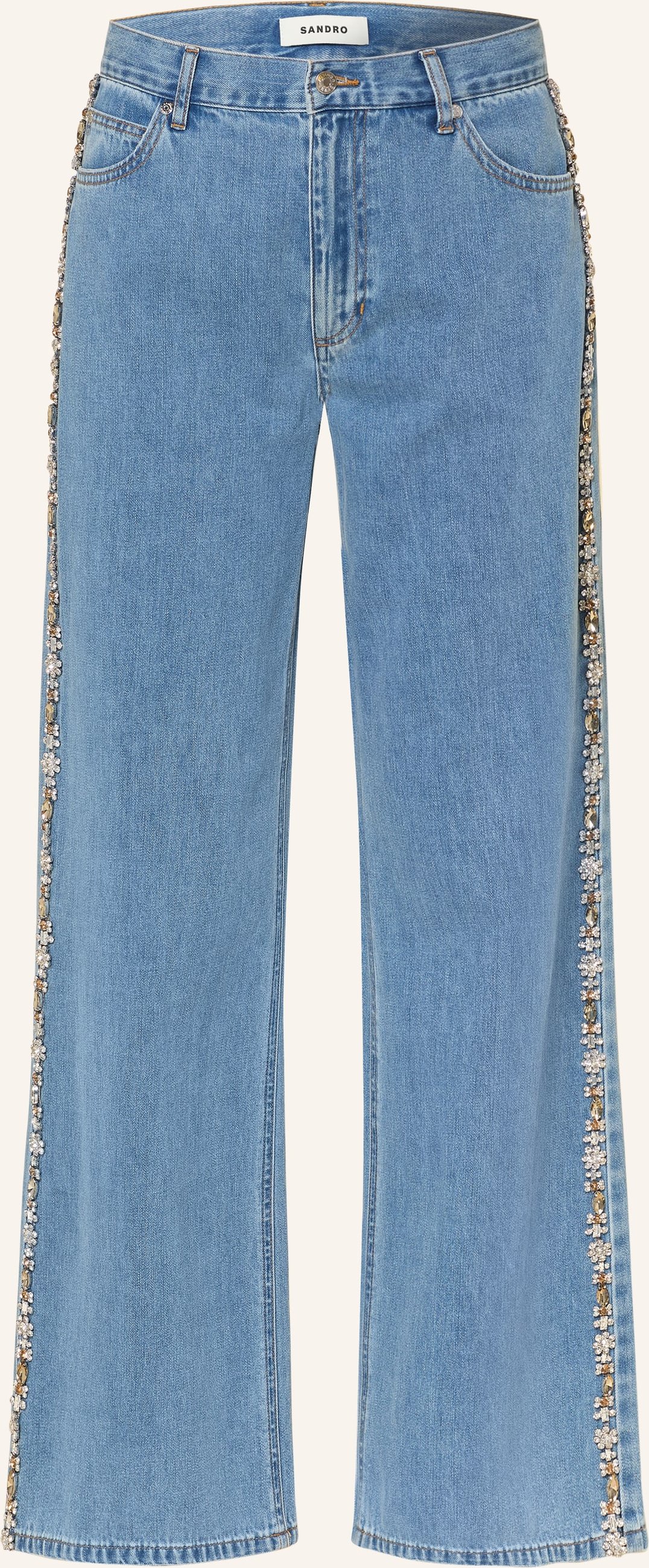 Sandro Wide Leg Jeans Mit Schmucksteinen blau