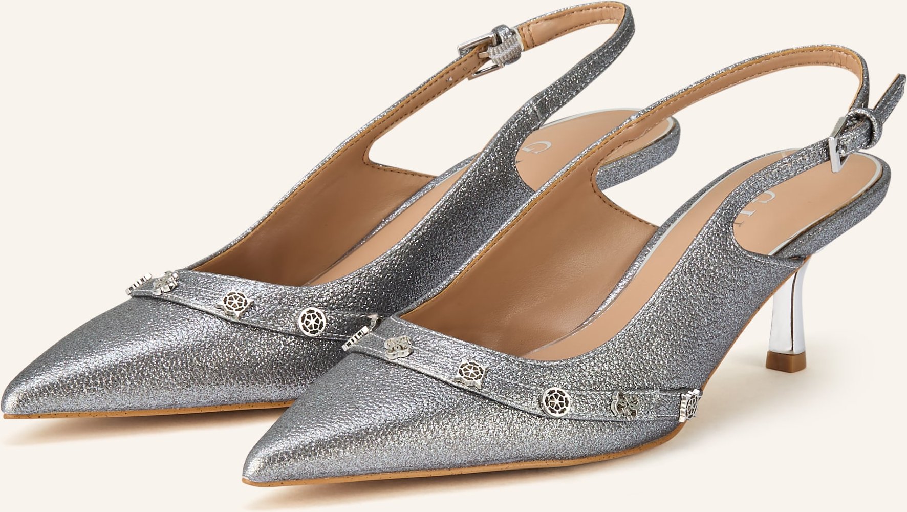Guess Slingpumps Yanai Mit Nieten silber