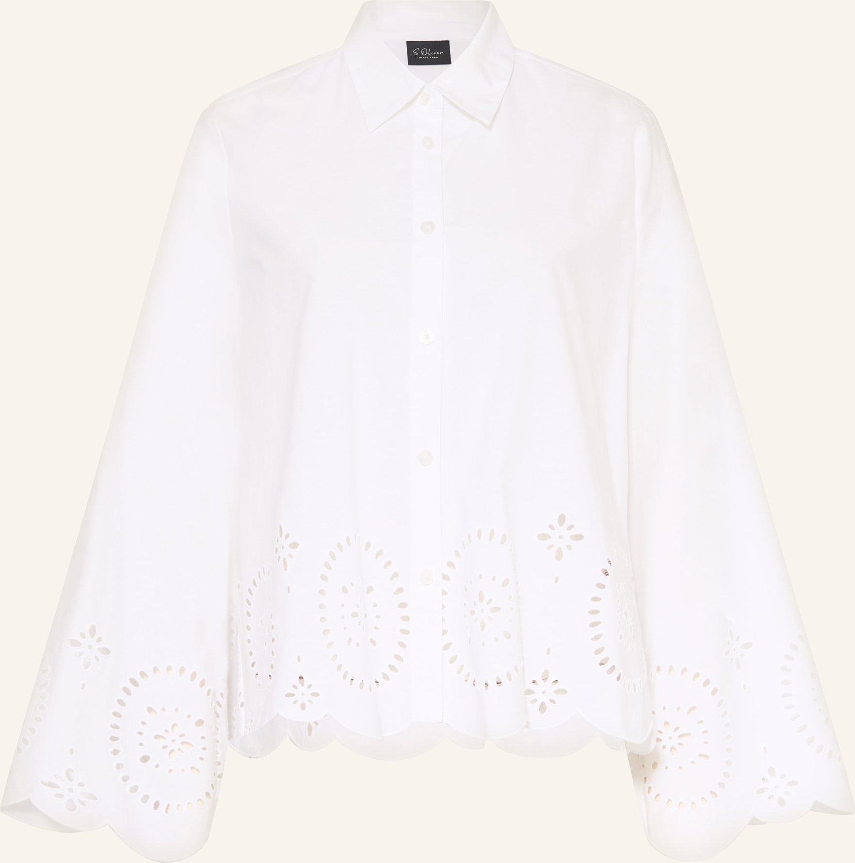 S.Oliver Black Label Hemdbluse Mit Lochspitze weiss