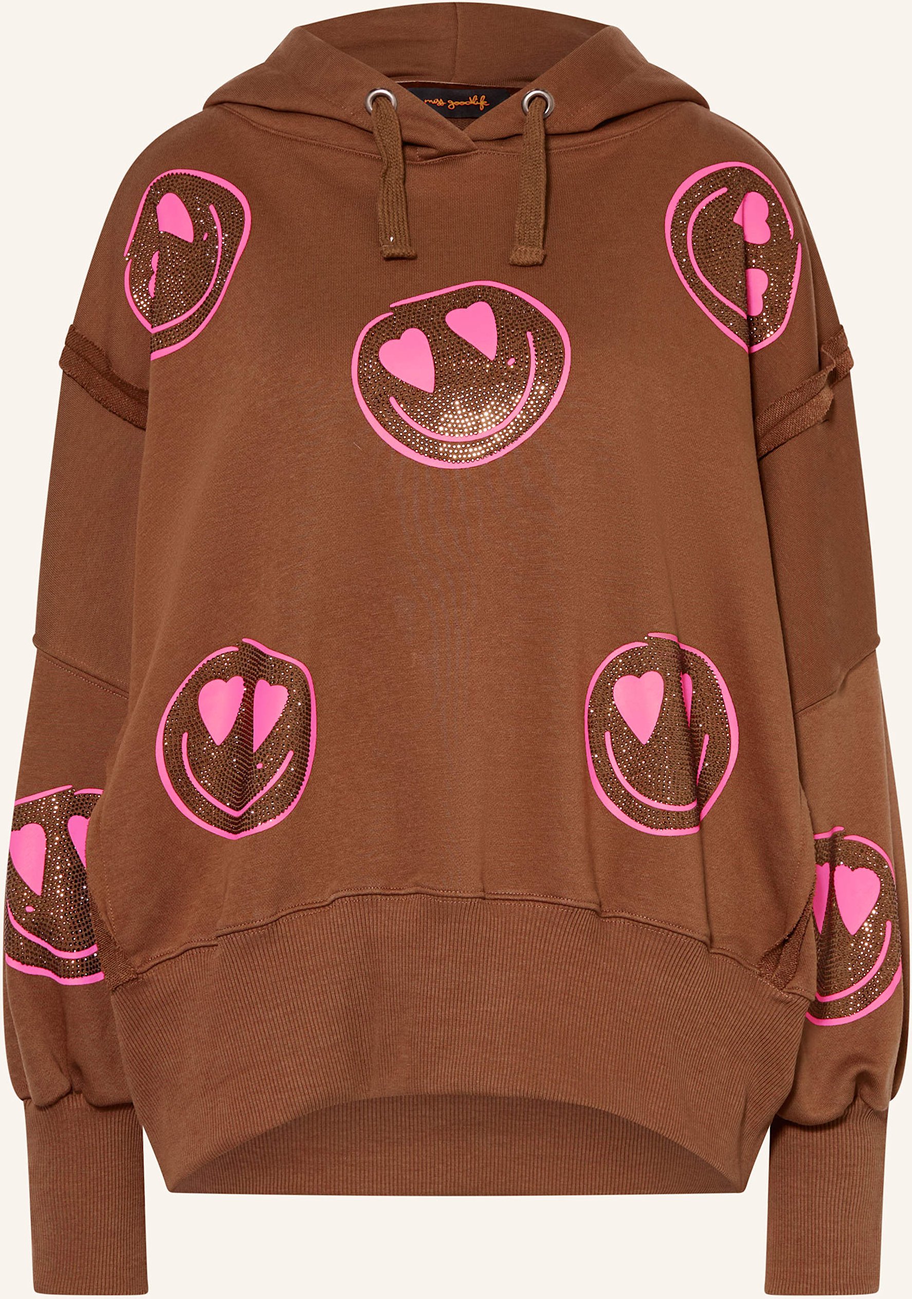 Miss Goodlife Oversized-Hoodie Mit Schmucksteinen braun