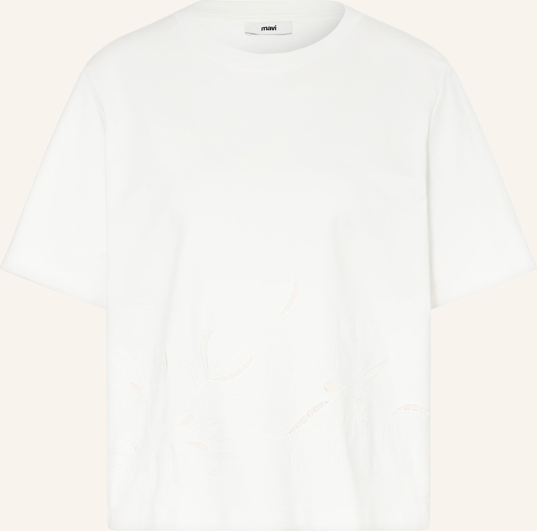 Mavi T-Shirt Mit Lochspitze weiss