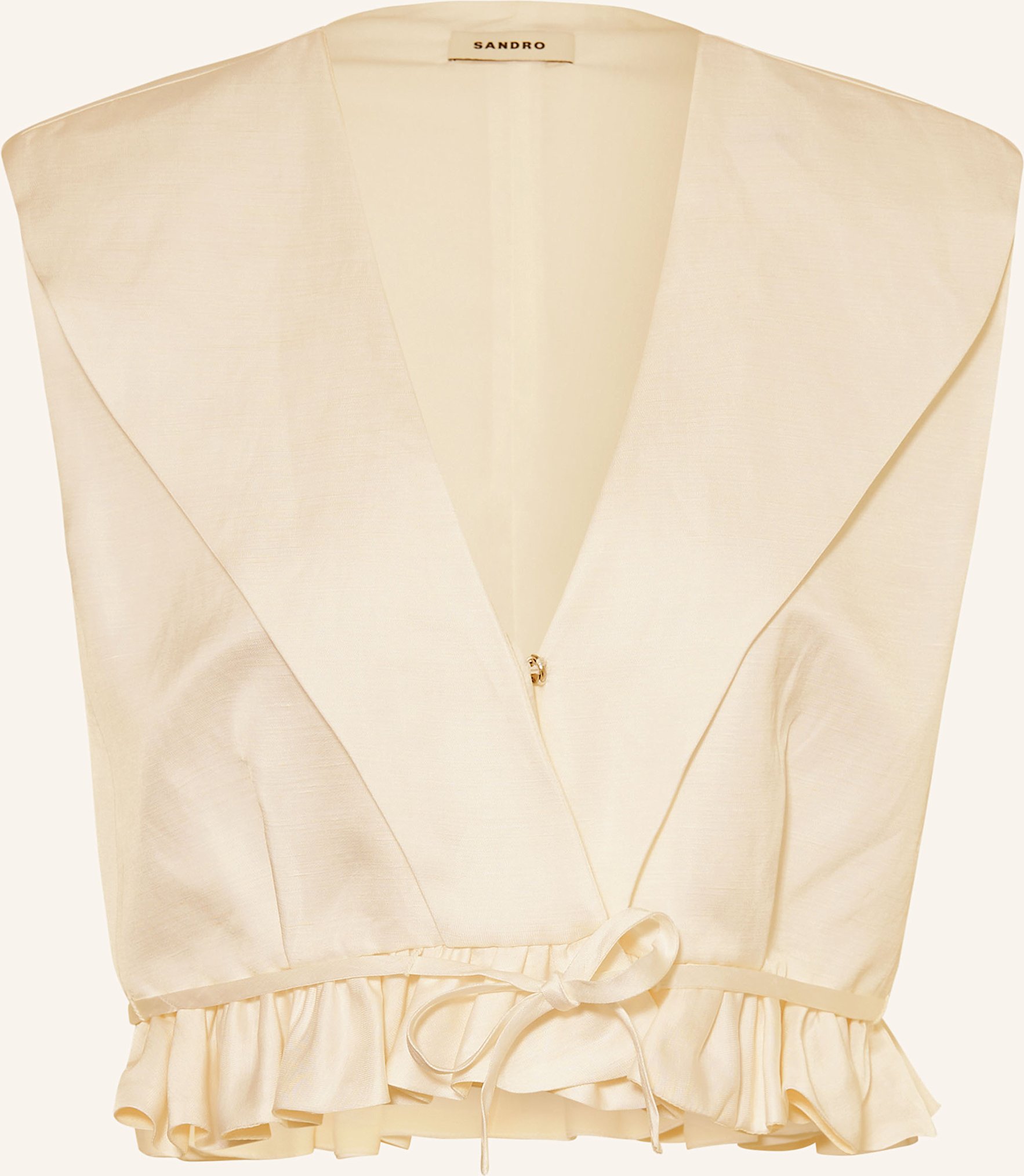 Sandro Cropped-Blusentop Aus Satin Mit Leinen beige