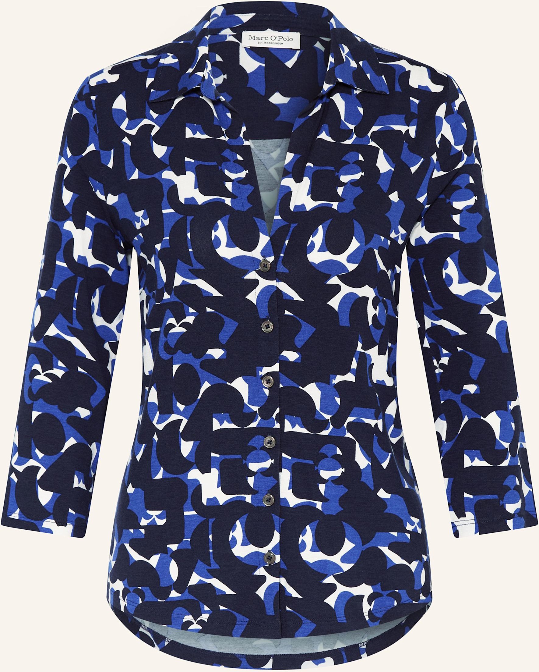 Marc O'polo Hemdbluse Mit 3/4-Arm Aus Jersey blau