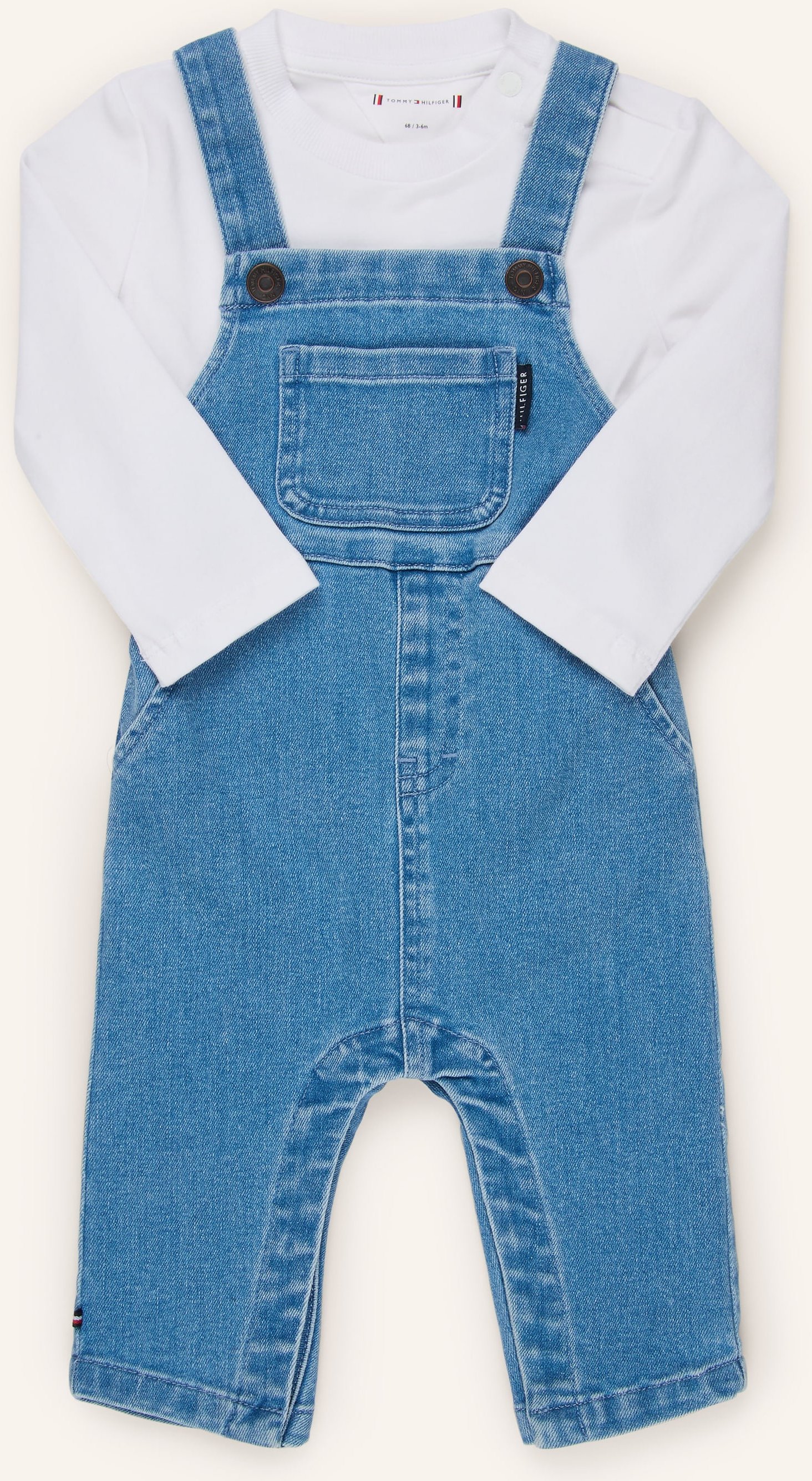 Tommy Hilfiger Set: Jeans-Latzhose Und Longsleeve blau