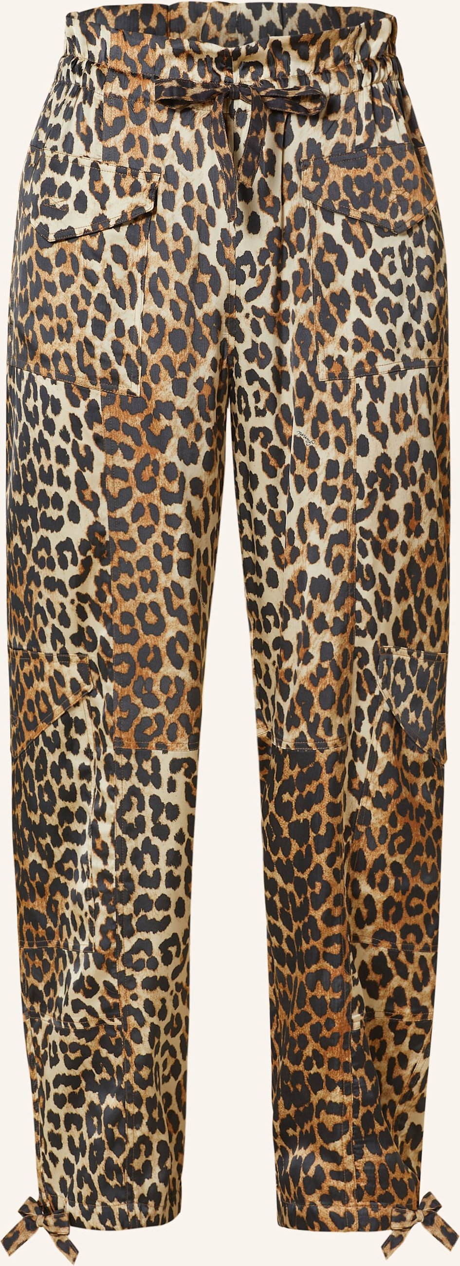 Ganni Cargohose Aus Satin beige